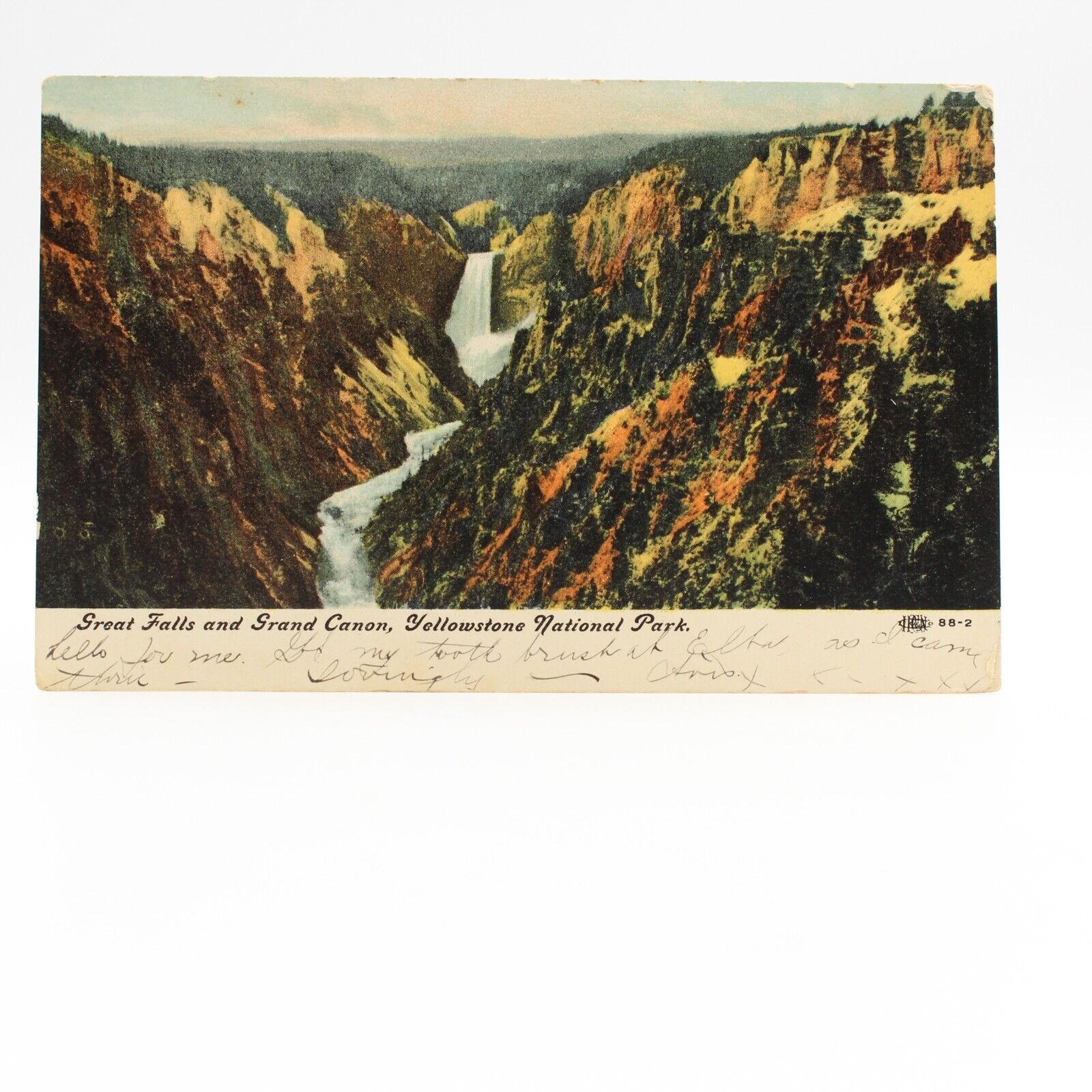 Vintage 1908 Postcard Great Falls And Canon Yellowstone National Park Posted