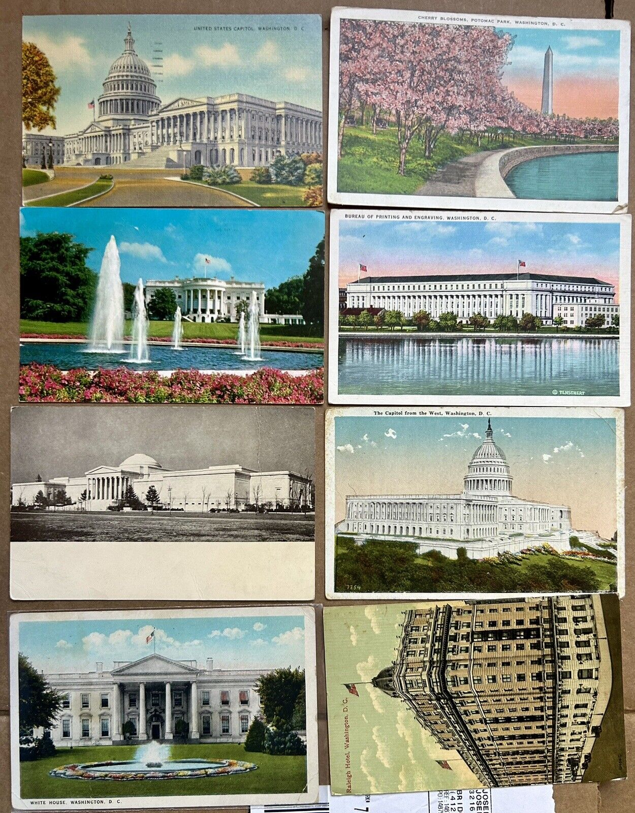 Lot Of 8 Vintage Washington DC Postcards.