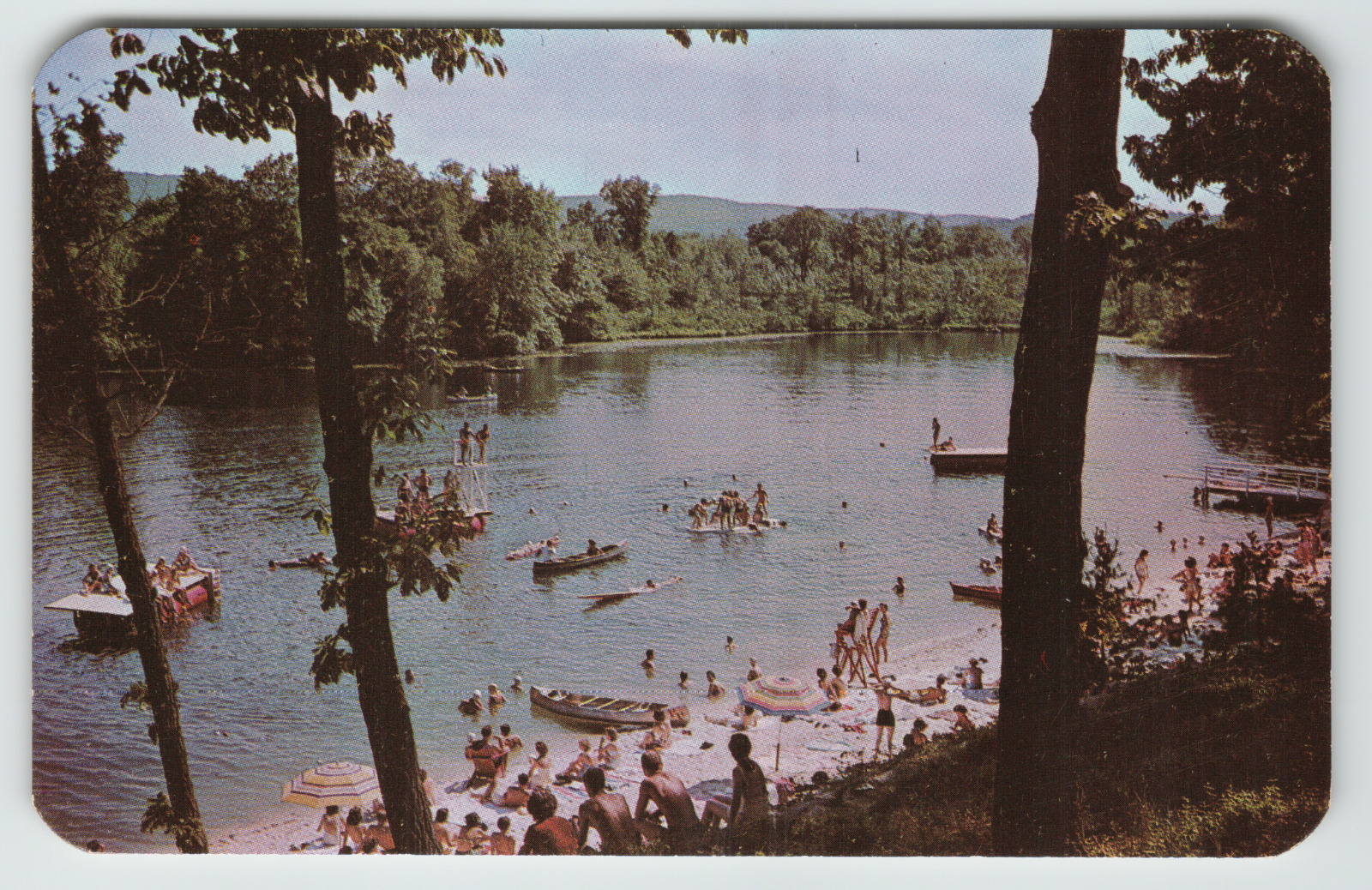 Postcard Beach Scene at Vacation Valley in Echo Lake, PA.