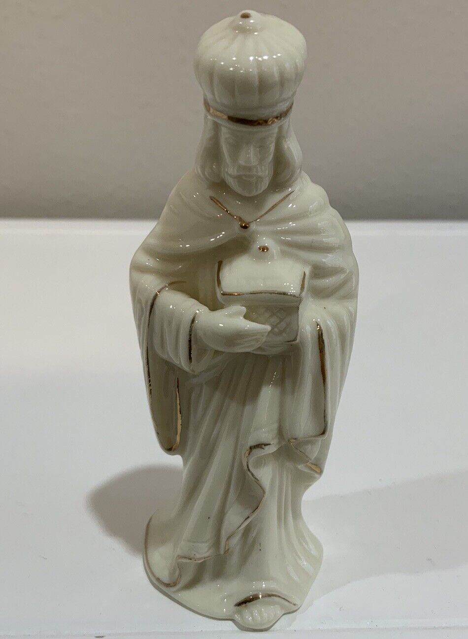 Vtg Christmas Nativity Porcelain Ivory White Gold Trim Replacement Wiseman