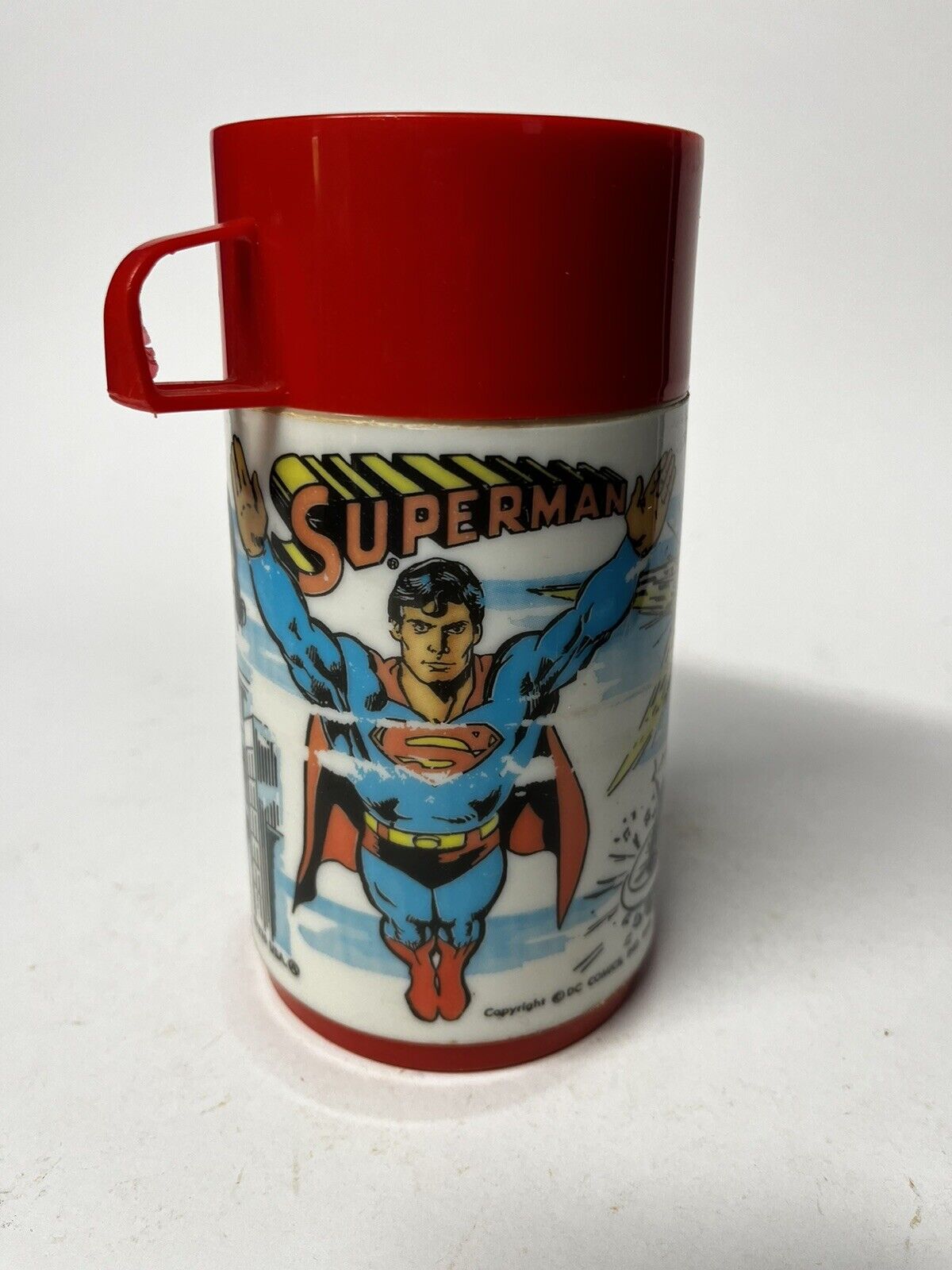 Vintage 1978 DC Comics Superman Thermos Aladdin with Red Lid