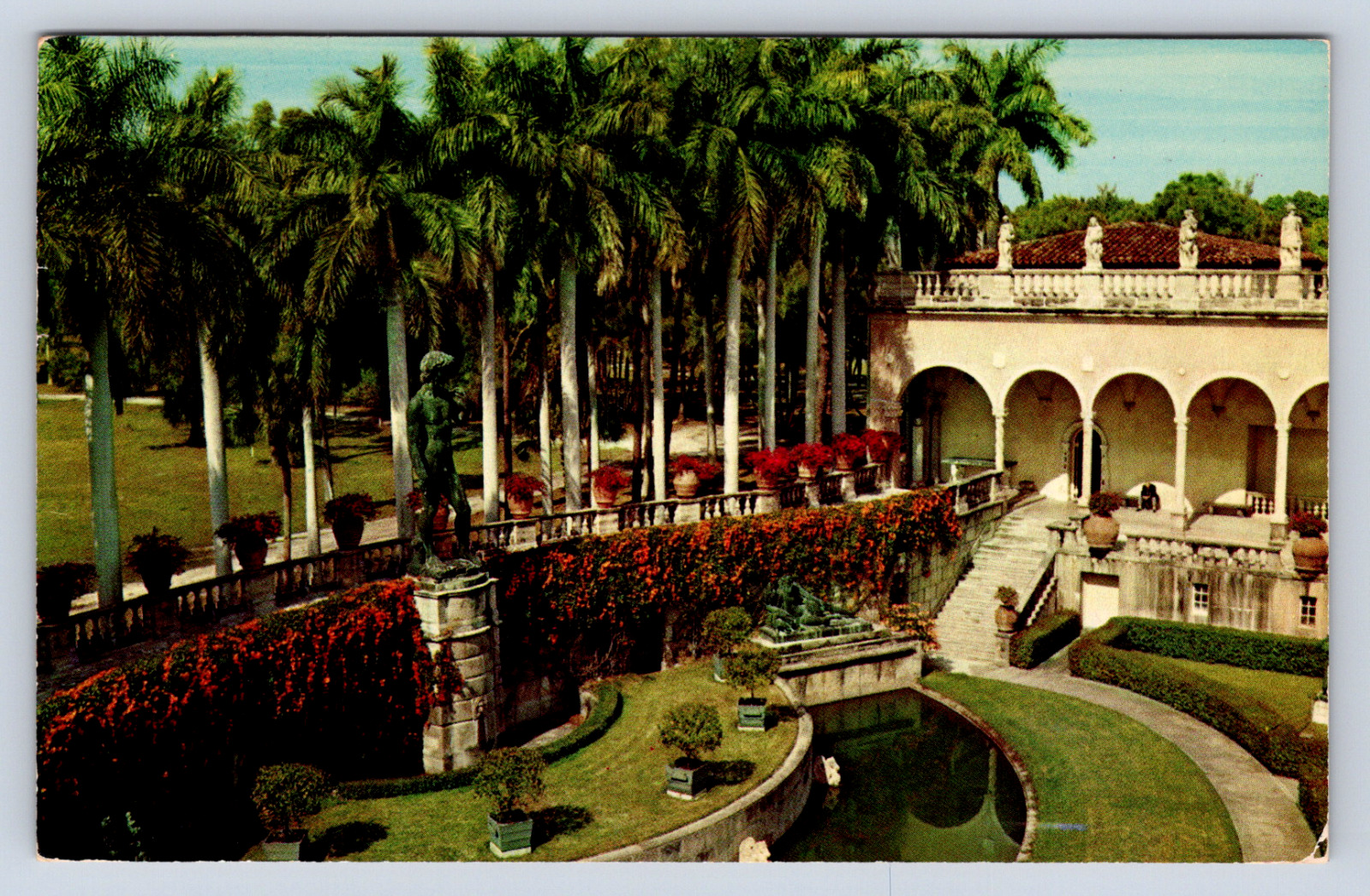Vintage Postcard Italian Garden Court Ringling Museum of Art Sarasota Florida