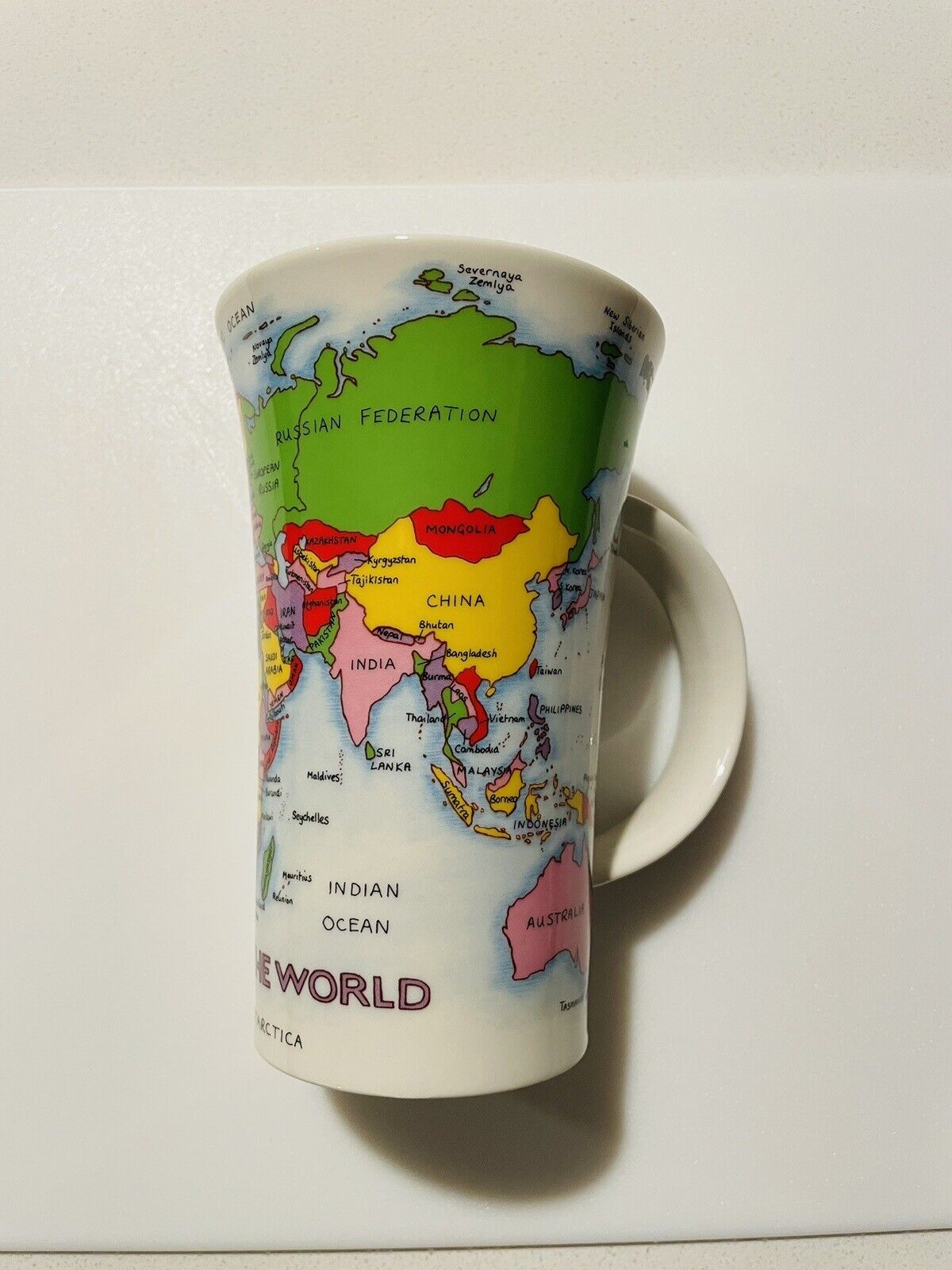 Dunoon Map Of The World stoneware coffee mug Made In Scotland