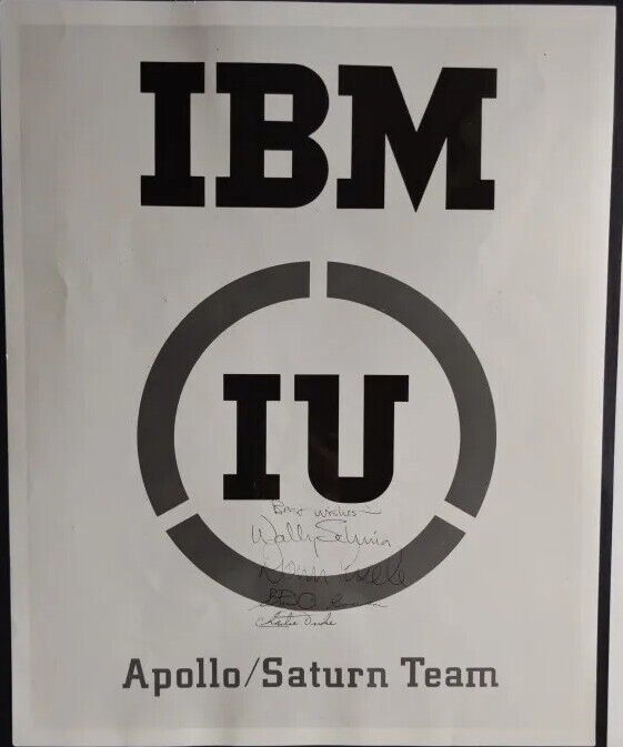 NASA IBM APOLLO  SATURN V Team Logo 8x10 PHOTO Hand Signed Wally Schirra 