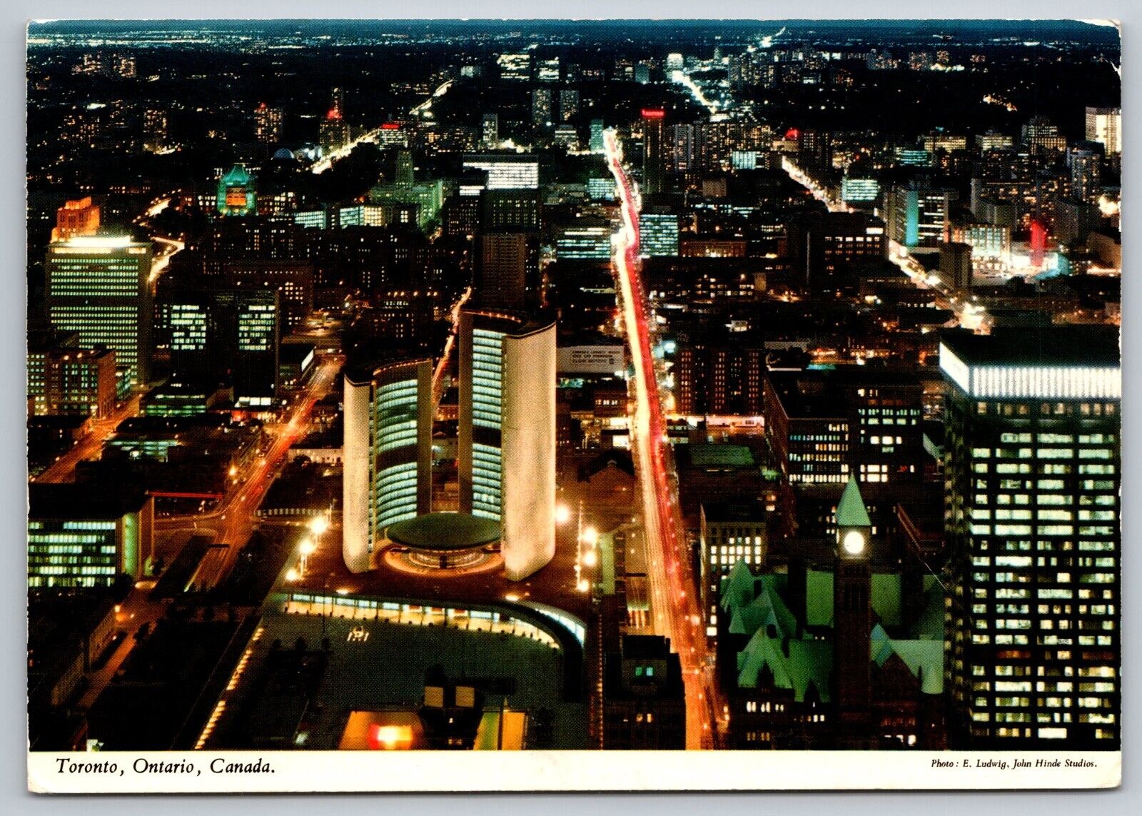 Postcard Canada Ontario Toronto night aerial view  c1972  2C