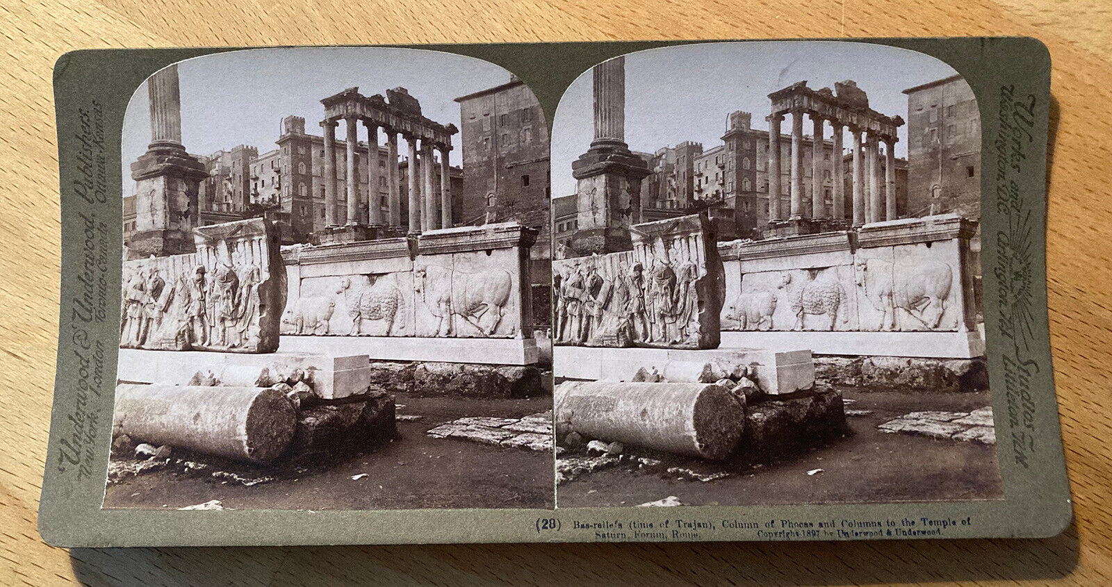 Column of Phocas and Columns to the Temple of Saturn – Rome – 1897 – Stereoview