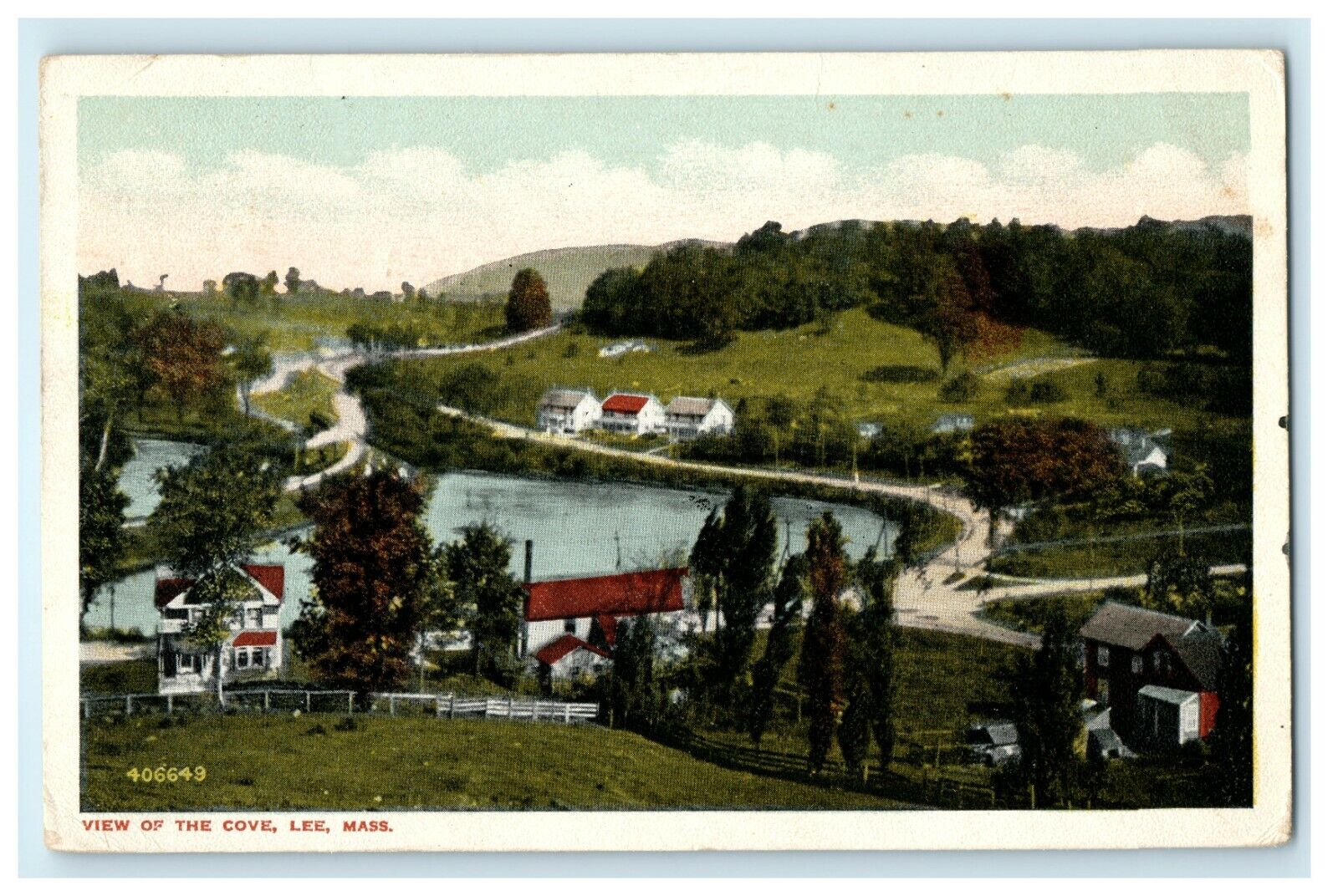 1906 View of the Cove, Lee, Massachusetts Posted Antique Postcard