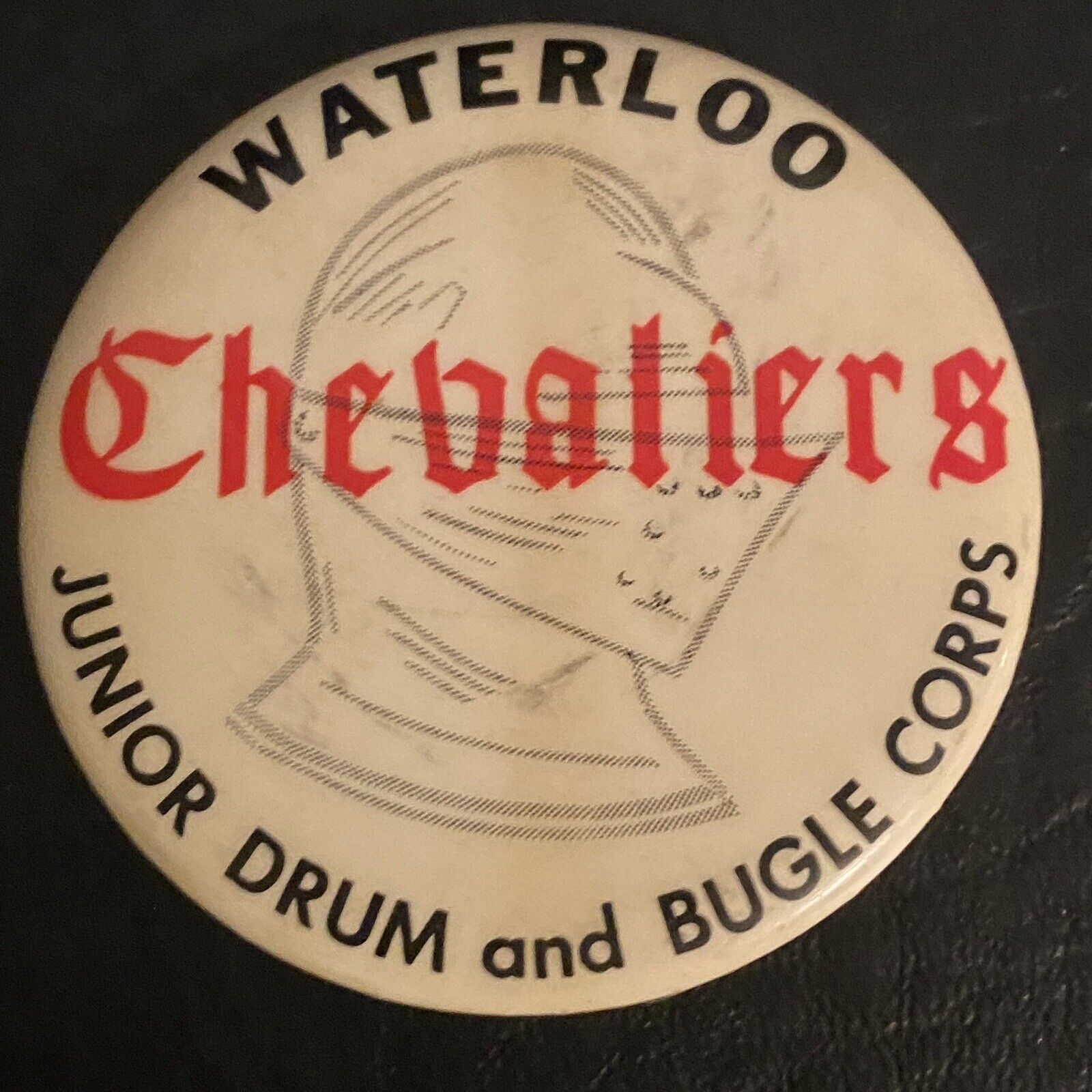 Vintage 70’s Waterloo Chevaliers Jr Drum & Bugle Corp Button Pinback 2”