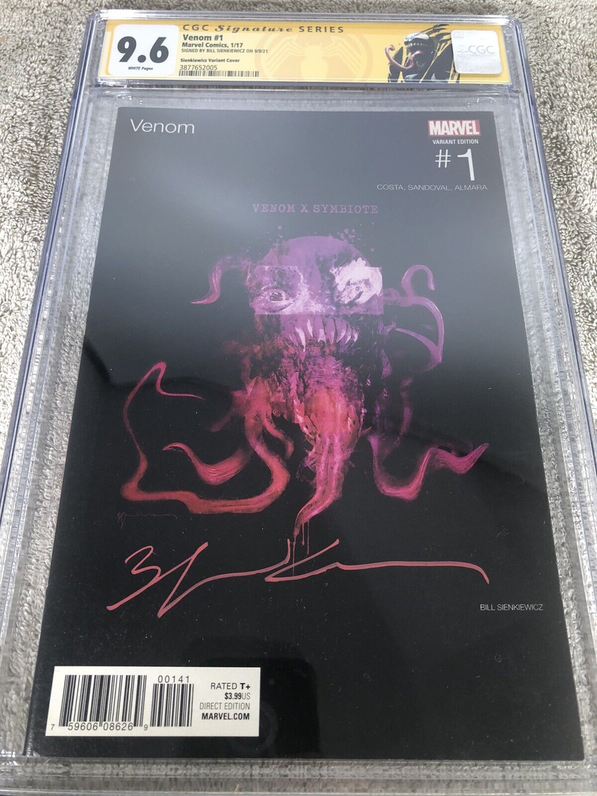 Venom 1 CGC SS 9.6 Sienkiewicz Hip Hop Album Variant 1/17 Custom Label