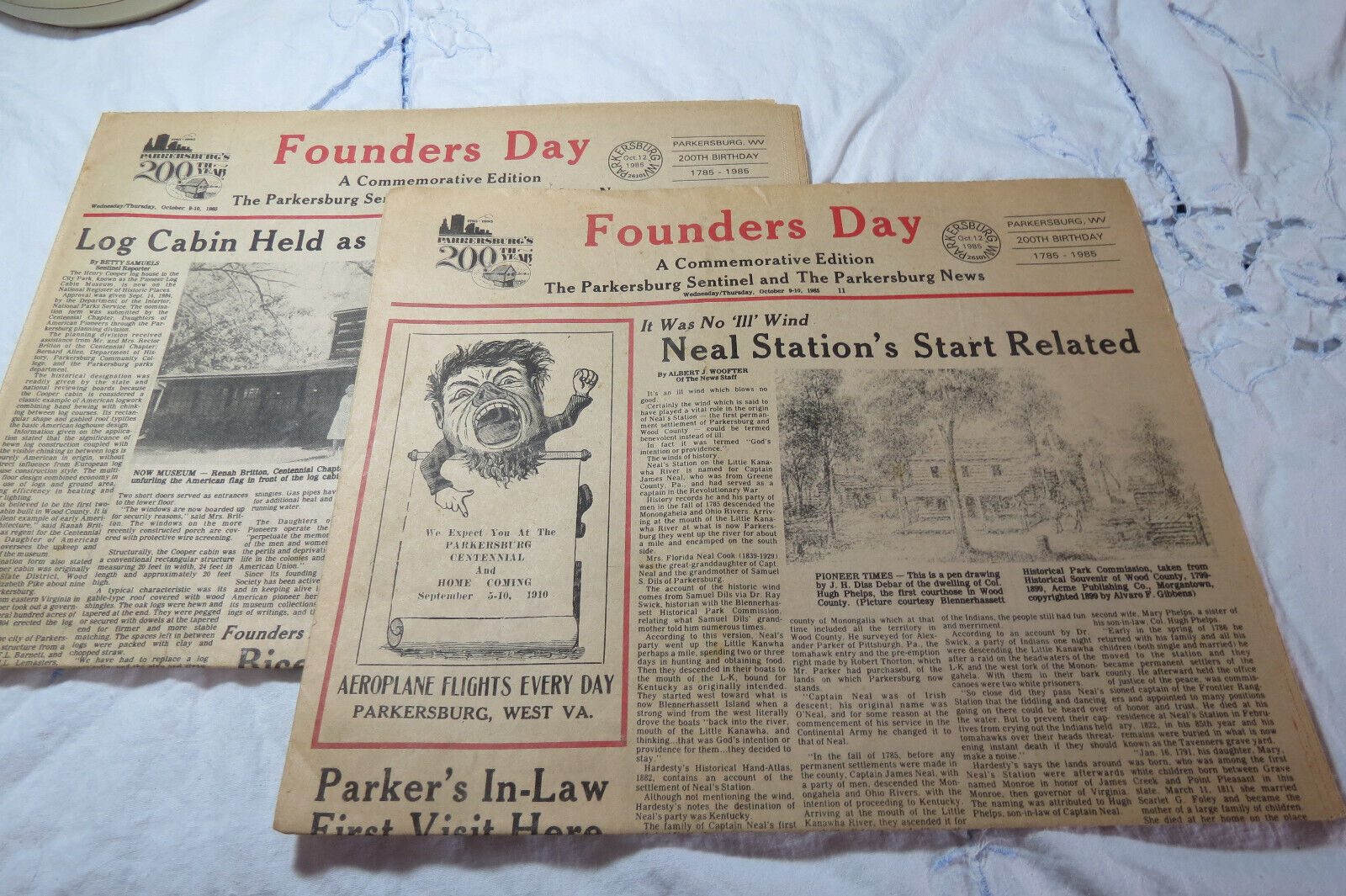 The Parkersburg News and Parkersburg Sentinel Oct 9-10 1985 200th Founder\'s Day