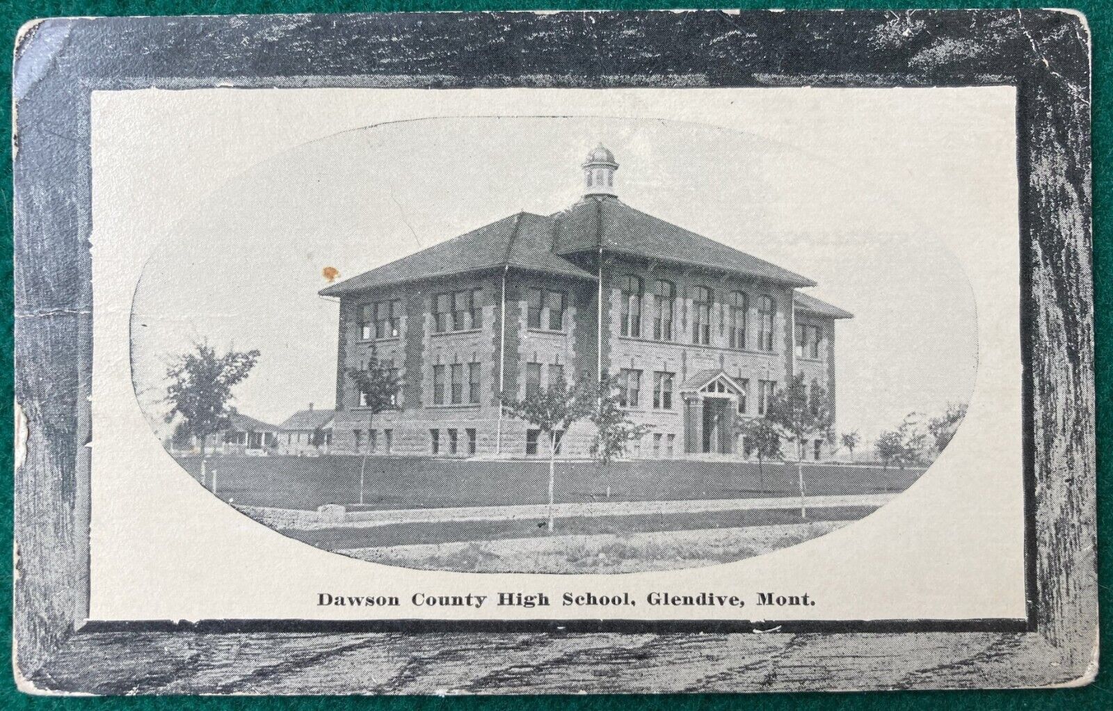 Dawson County High School Glendive MONTANA Litho Postcard circa 1910 building