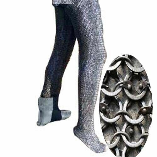 Armor Chain mail 9 mm Medieval leggings Round Riveted With Flat Washers Oiled