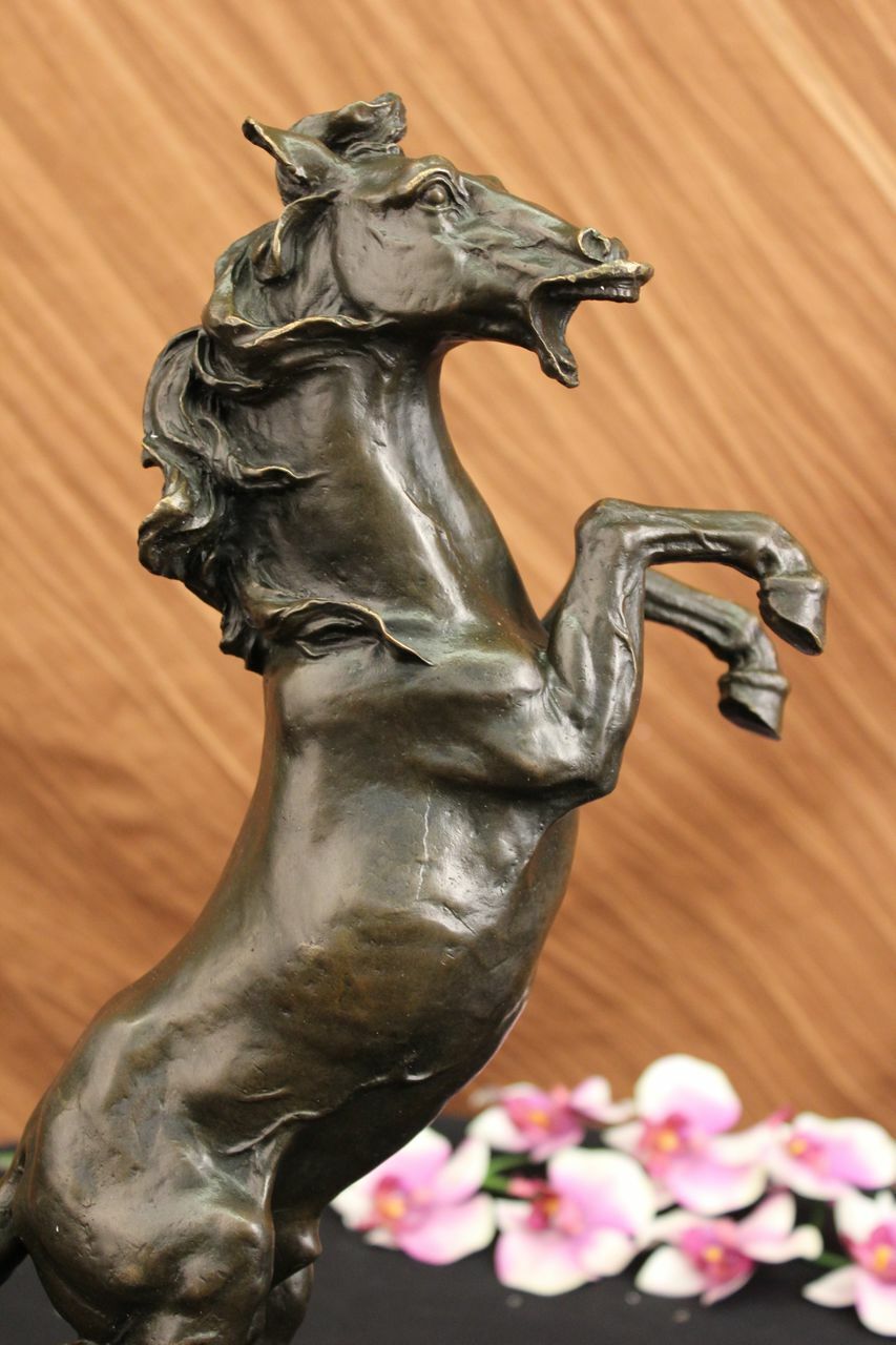 Rearing Horse Man Handler Equestrian Artwork Bronze Marble Statue Sculpture Deal