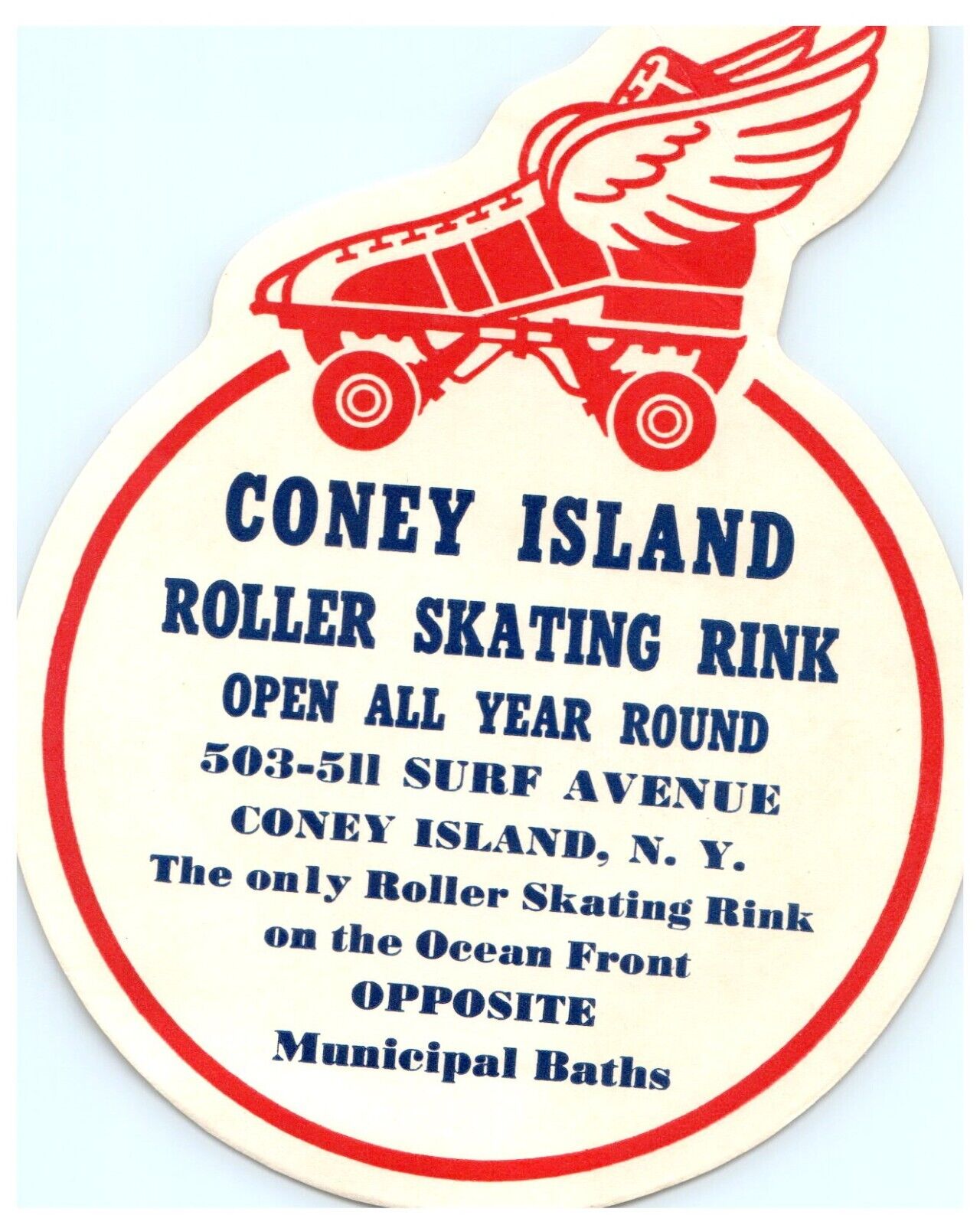Vintage 1940s Roller Skating Rink Sticker Coney Island NY