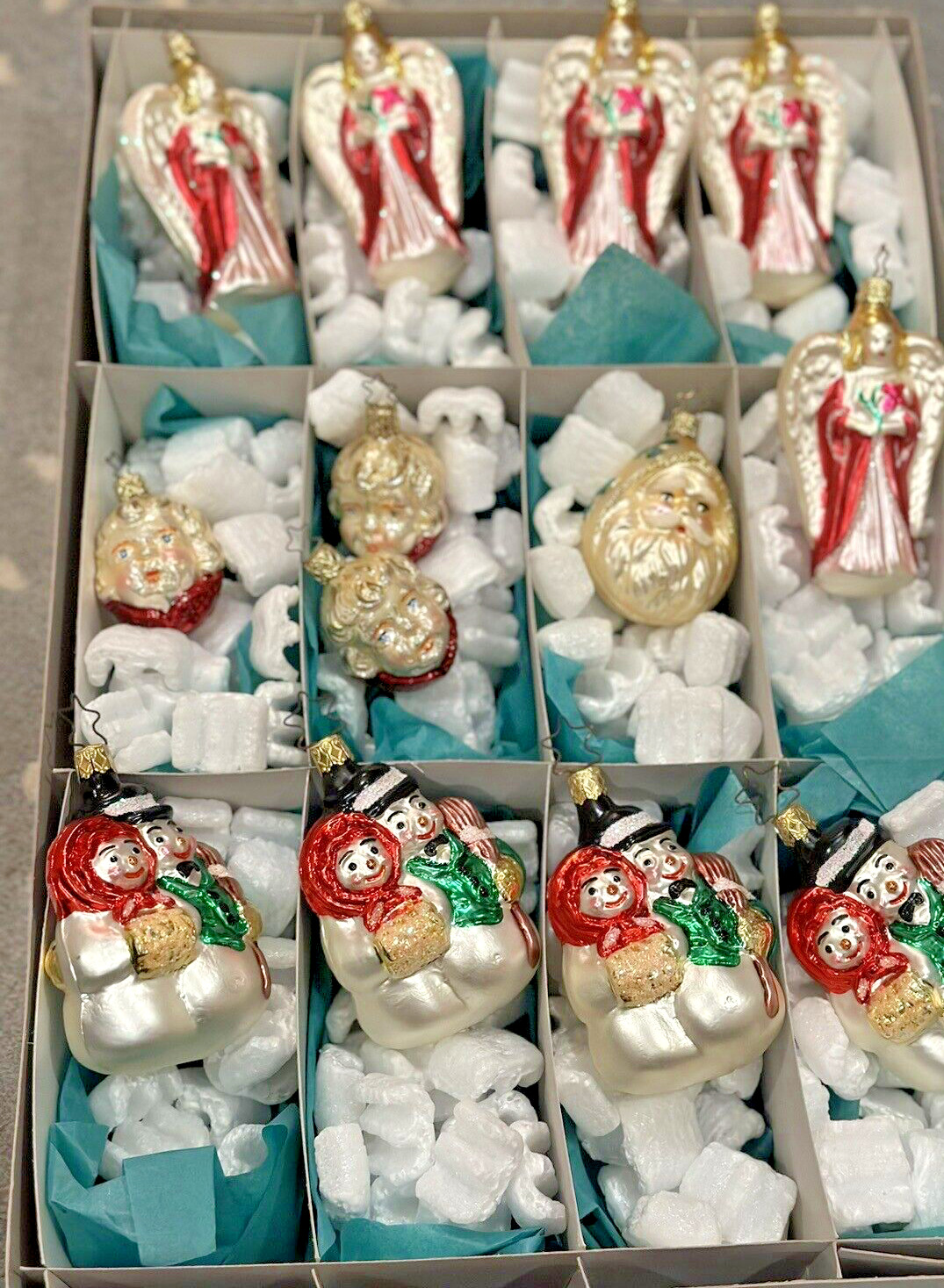 13 - VINTAGE Inge Glas OLD WORLD CHRISTMAS Retail NOS Angel Santa Snow Ornaments