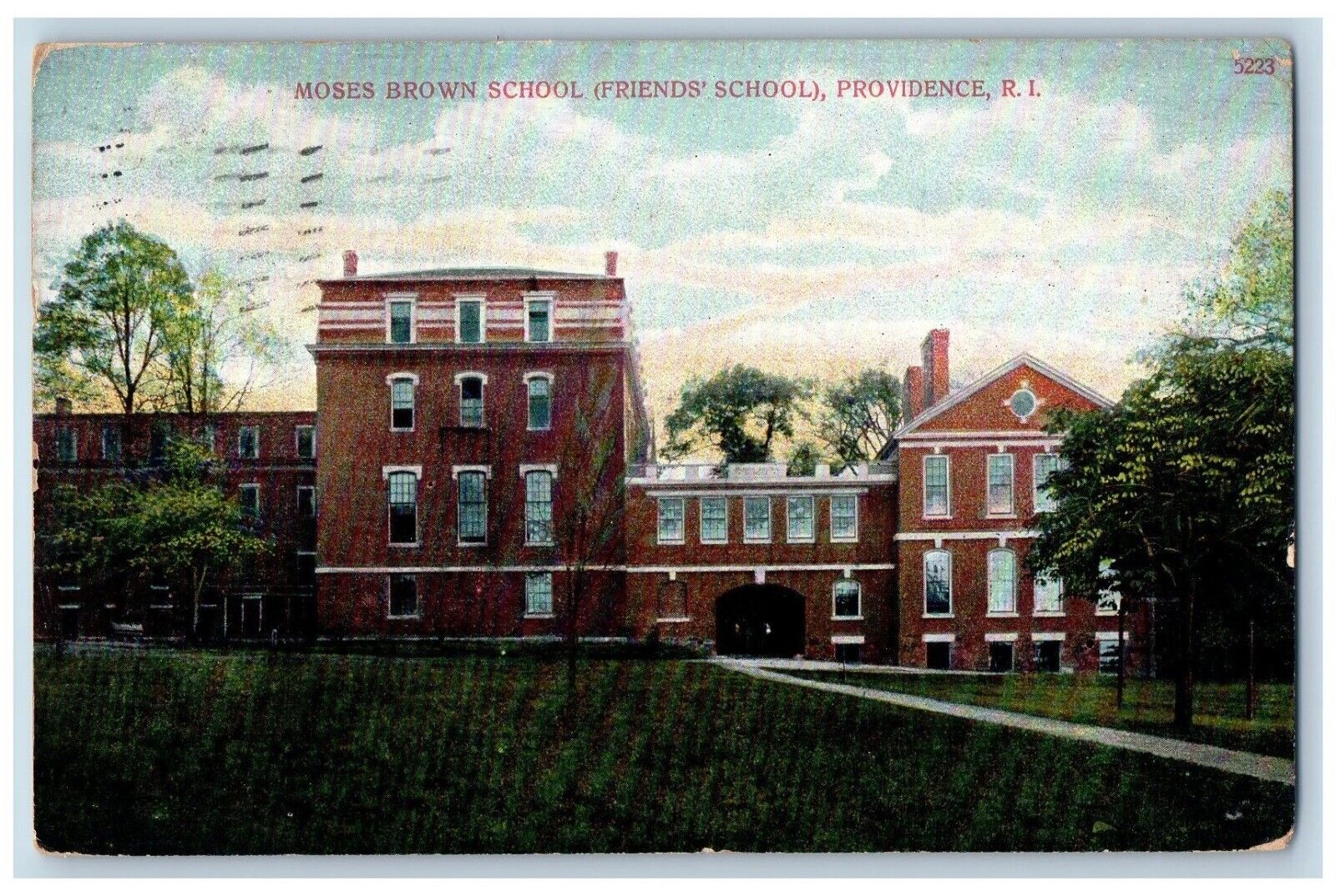 Providence Rhode Island Postcard Moses Brown Friends School Building 1908 Posted