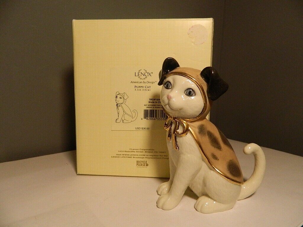 Lenox Puppy Cat Halloween Costume Kitty Figurine