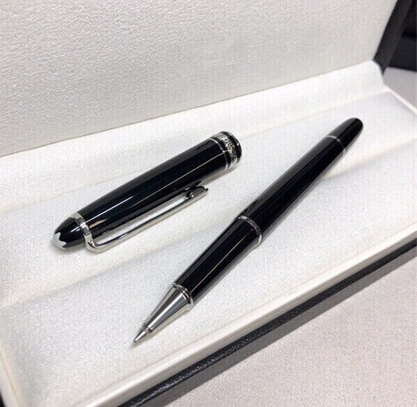 Luxury MB164 Resin Series Bright Black+Silver Clip Rollerball Pen No Box