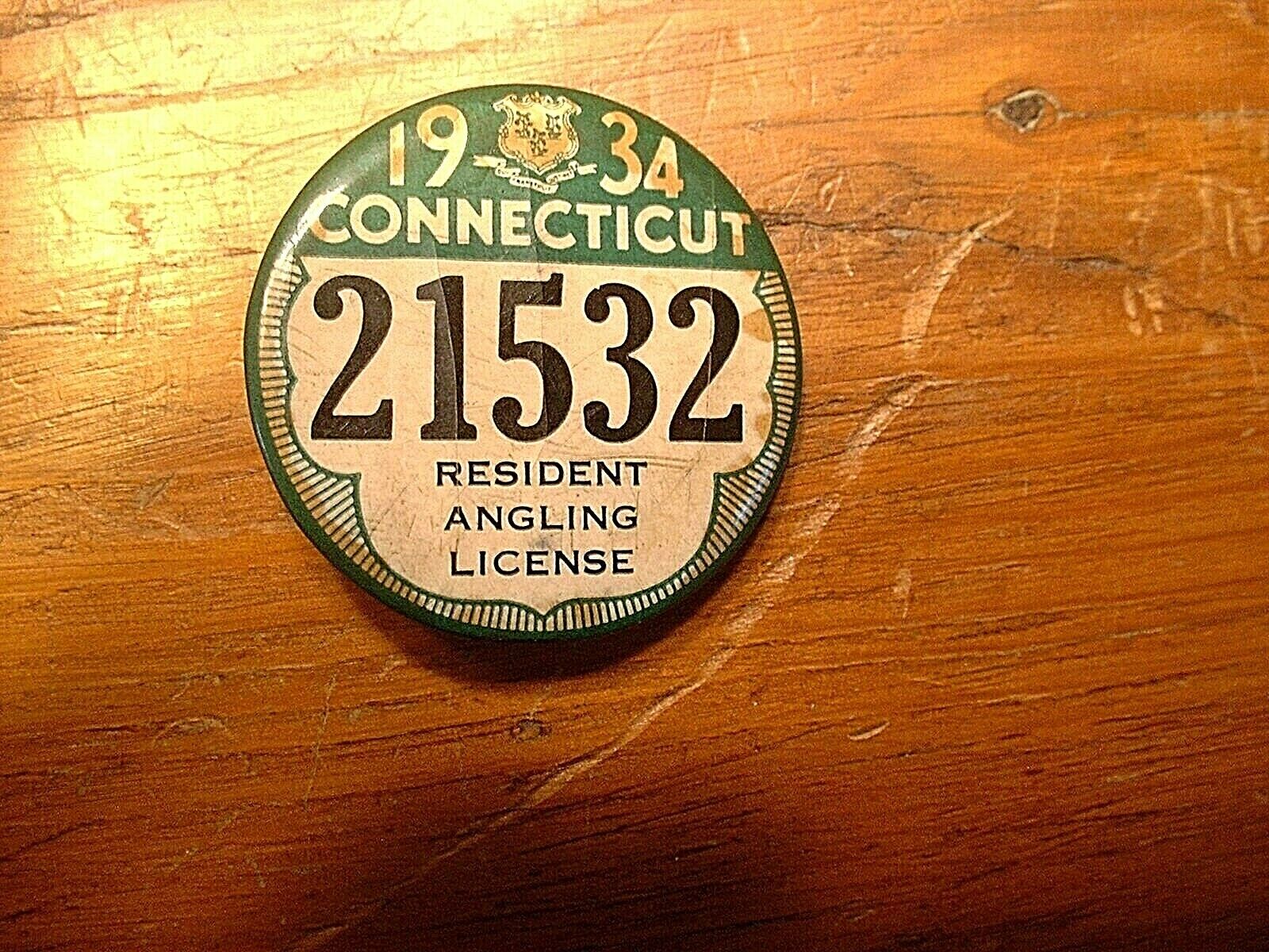 Vintage 1934 Ct. Resident Angling / Fishing License