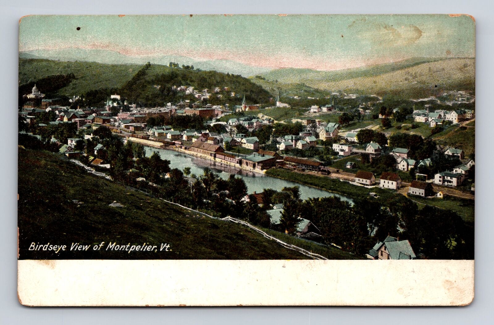 Montpelier VT-Vermont, Birdseye View, Antique, Vintage c1911 Souvenir Postcard
