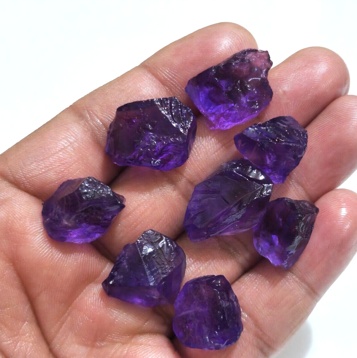 Stunning Purple Amethyst Rough 8 Pcs 16-22 mm Size Loose Gemstone For Jewelry
