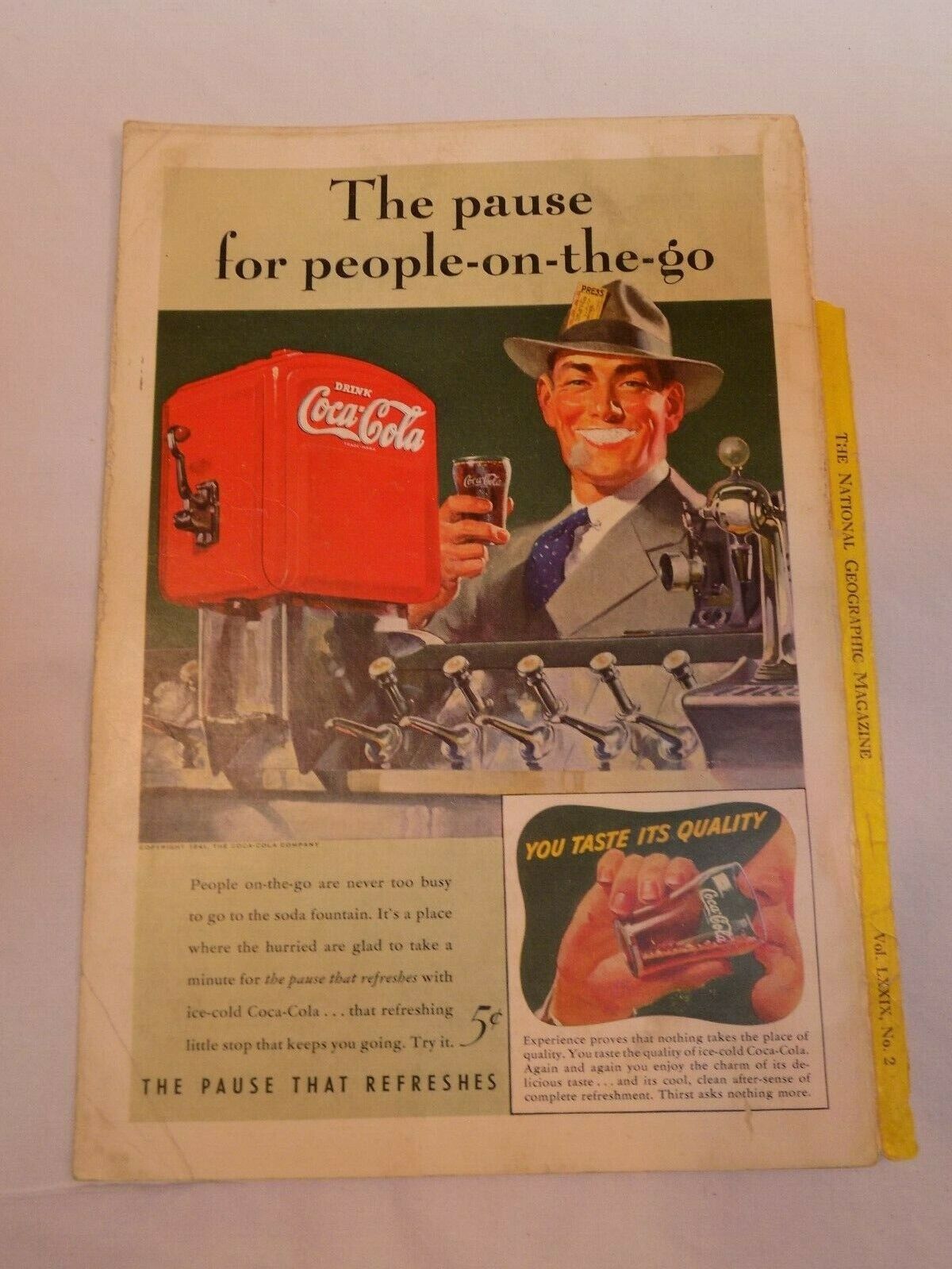 Coca Cola National Geographic Ad February 1941 Soda Fountain Hawaii USA Travel 