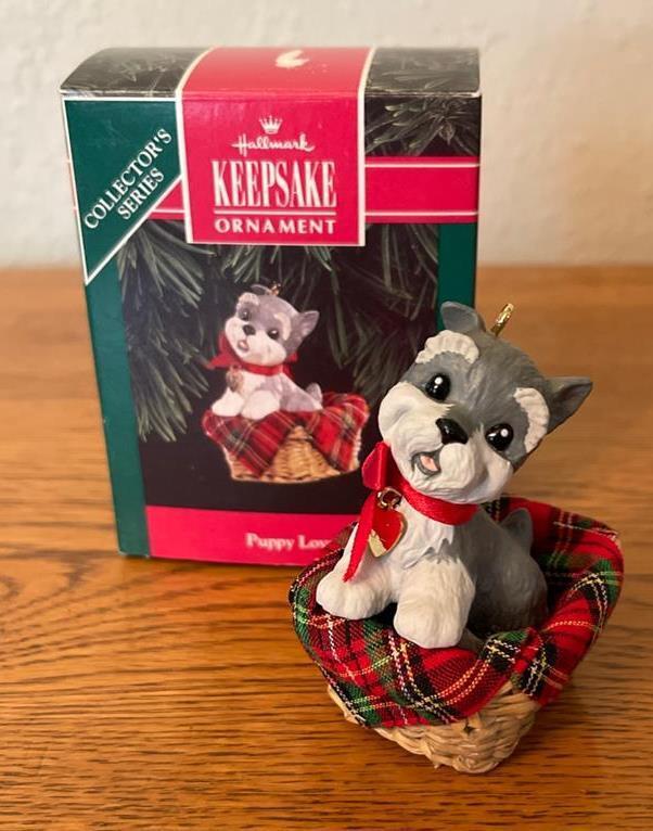 Vintage Hallmark Ornament Puppy Love 2nd in series 1992 Schnauzer