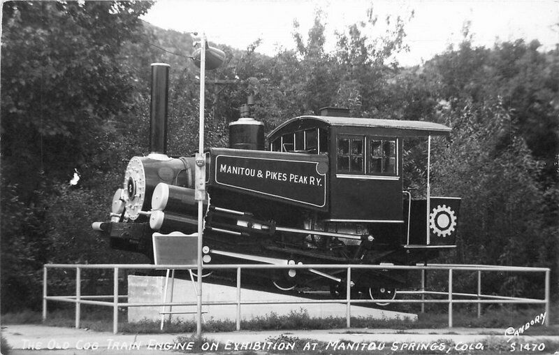 1940s Old Cog Train Engine Manitou Colorado Sanborn RPPC Photo Postcard 5627
