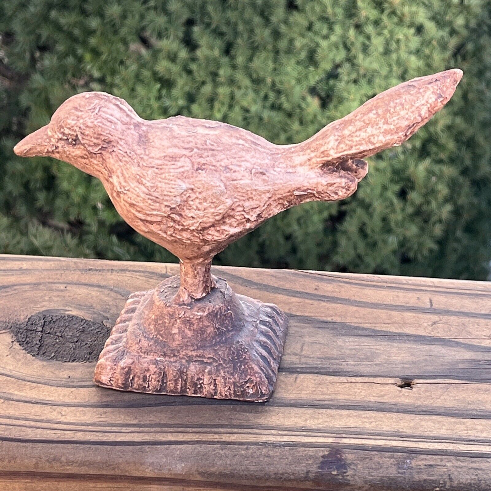 Vintage Cast Iron Brown Metal Weathered Bird 4”  Figure Doorstop Paperweight