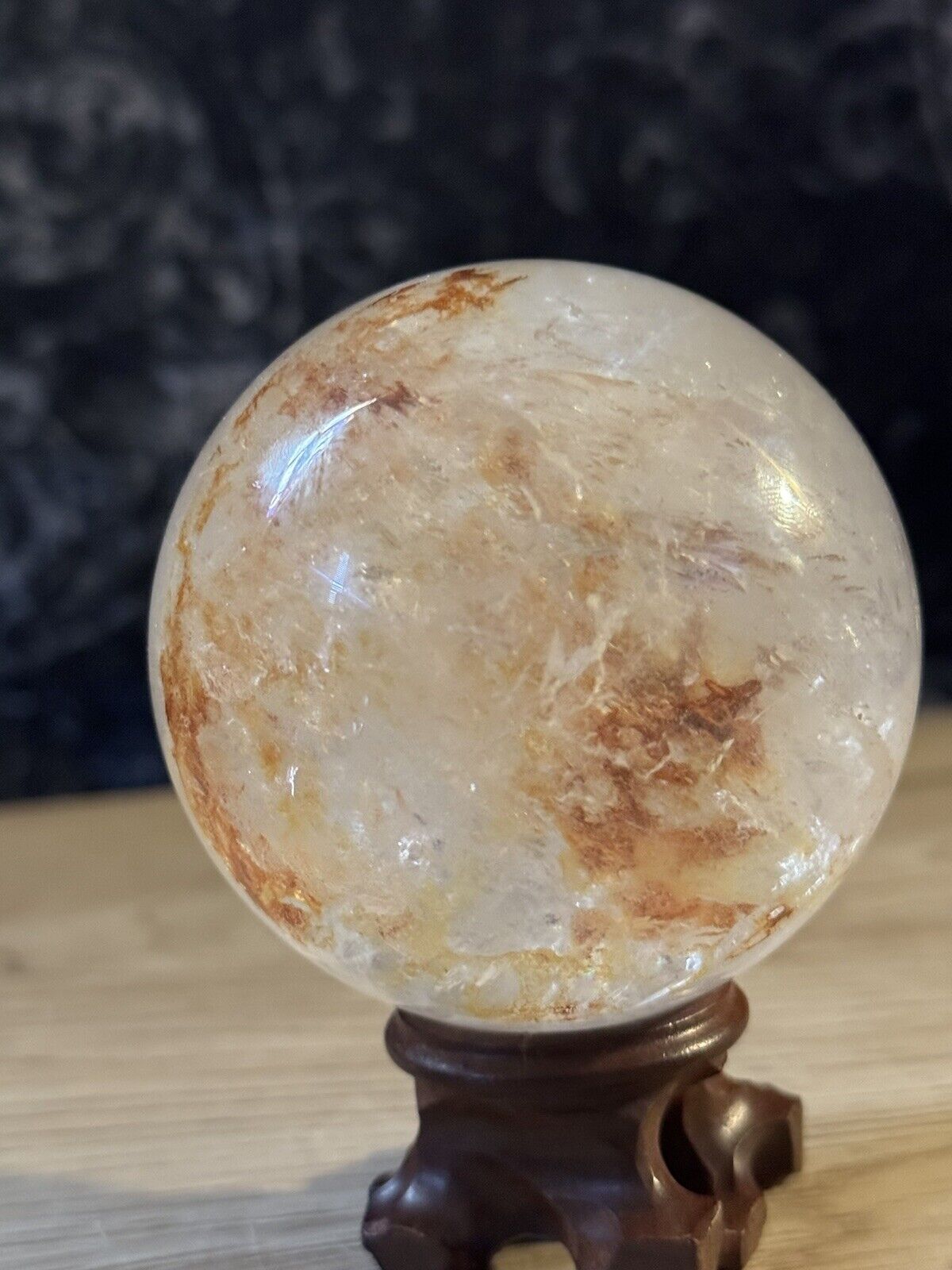 Clear Quartz Crystal Natural Crystal Sphere Stunning Inclusions Stand Included