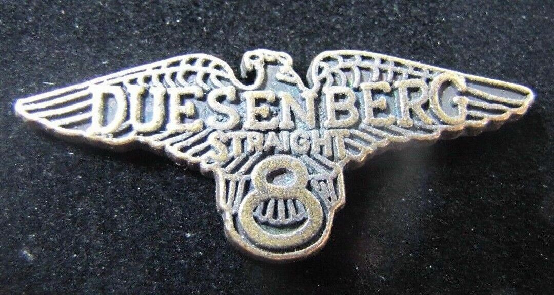 DUESENBERG STRAIGHT 8 Auto Car Ad Vintage Small Medallion cast metal bronze wash