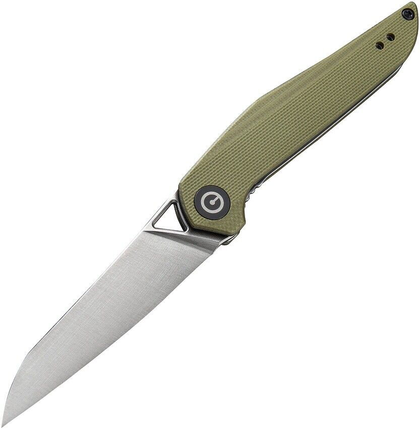 Civivi Isham McKenna Liner Lock Knife Green G10 Handle Plain Satin D2 Edge C905B