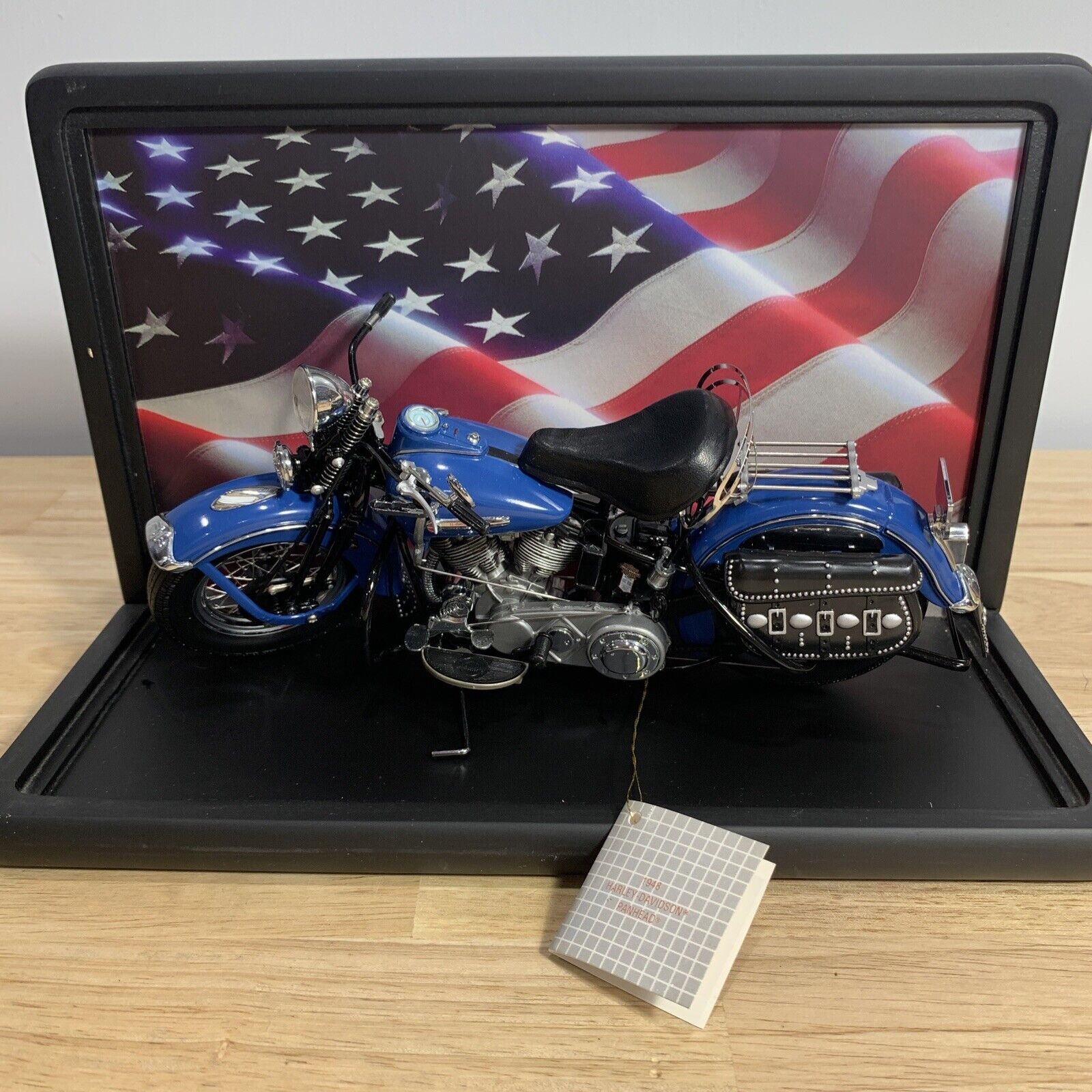Franklin Mint 1948 Harley Davidson Panhead Road Rally Edition 1:10 Blue W/case