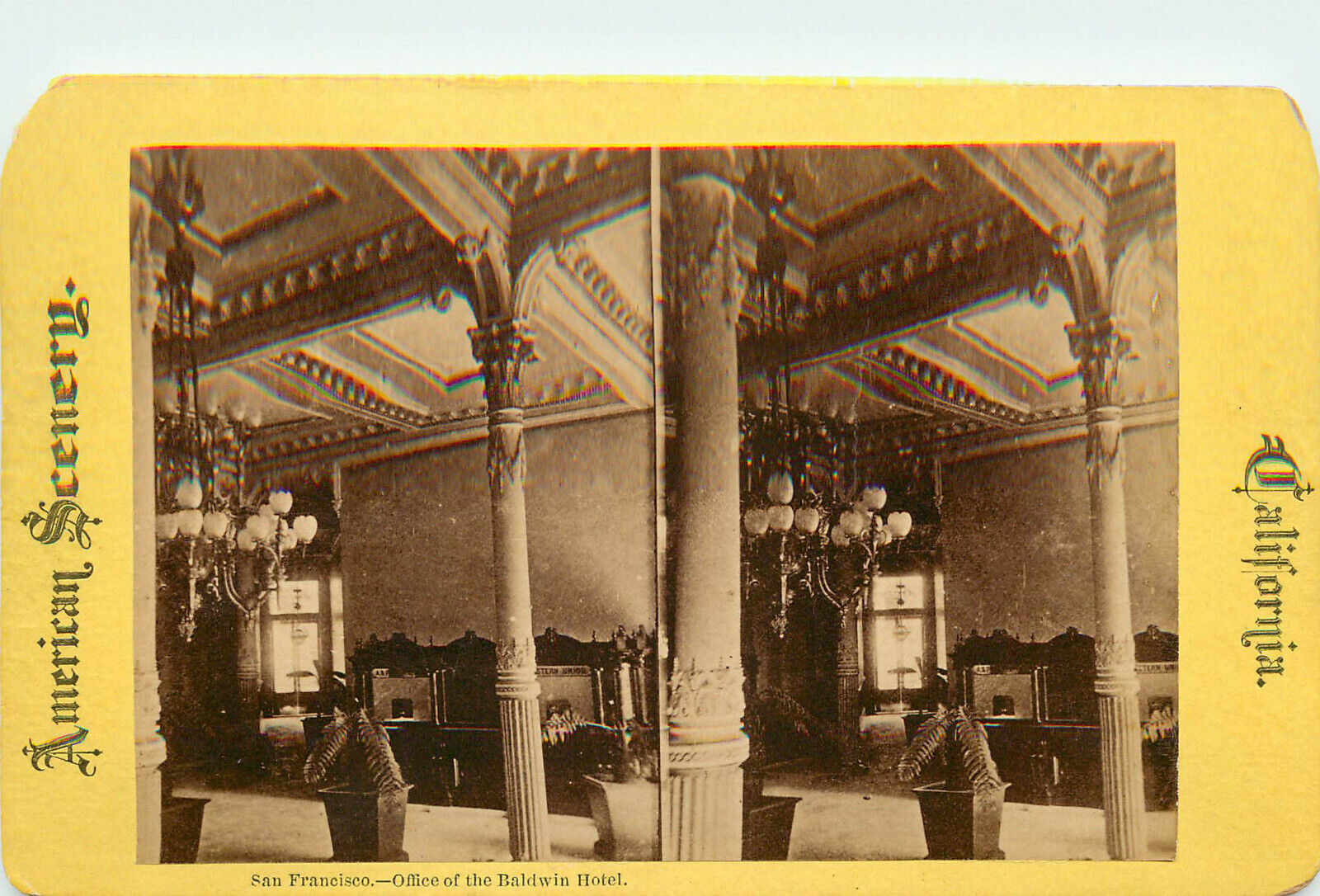 Stereoview Baldwin Hotel Office Interior San Francisco CA 1880s American Scenery