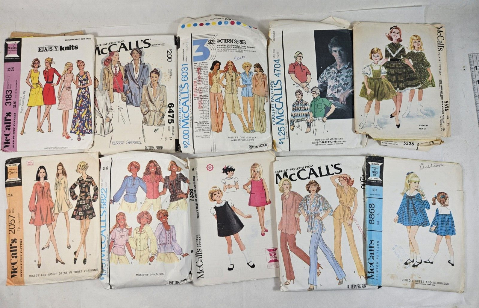 Lot Of 10 Vintage McCall's Sewing Patterns Womens Toddler Mens Clothing etc