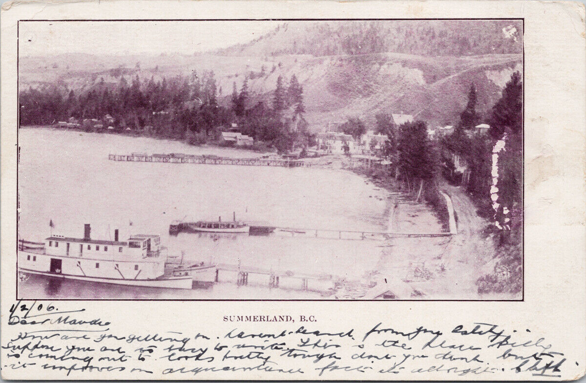 Summerland BC British Columbia Steamship c1906 Private Postcard G60