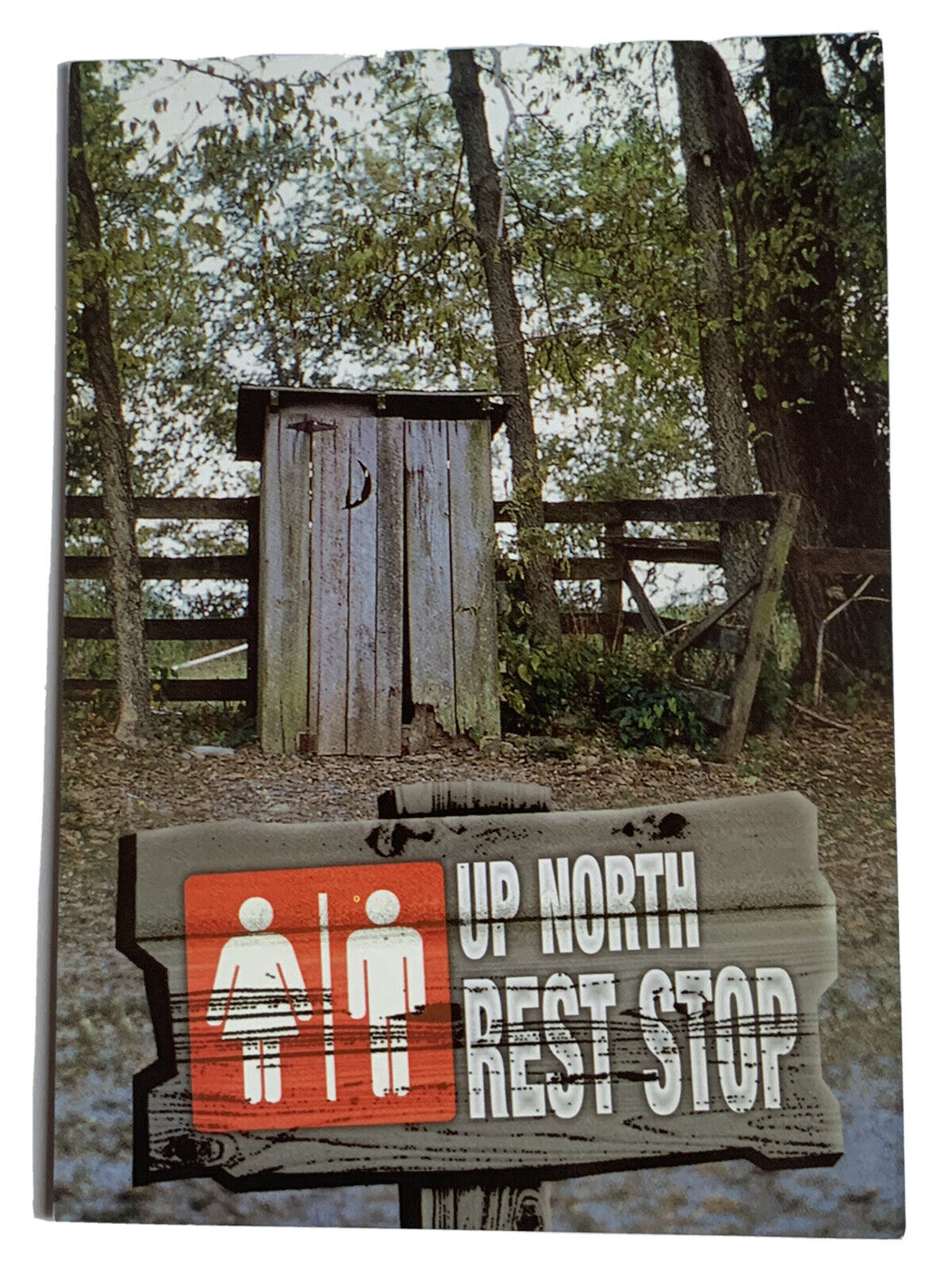 Postcard WI Wisconsin Up North Rest Stop Outhouse Unposted Humor Funny - 14