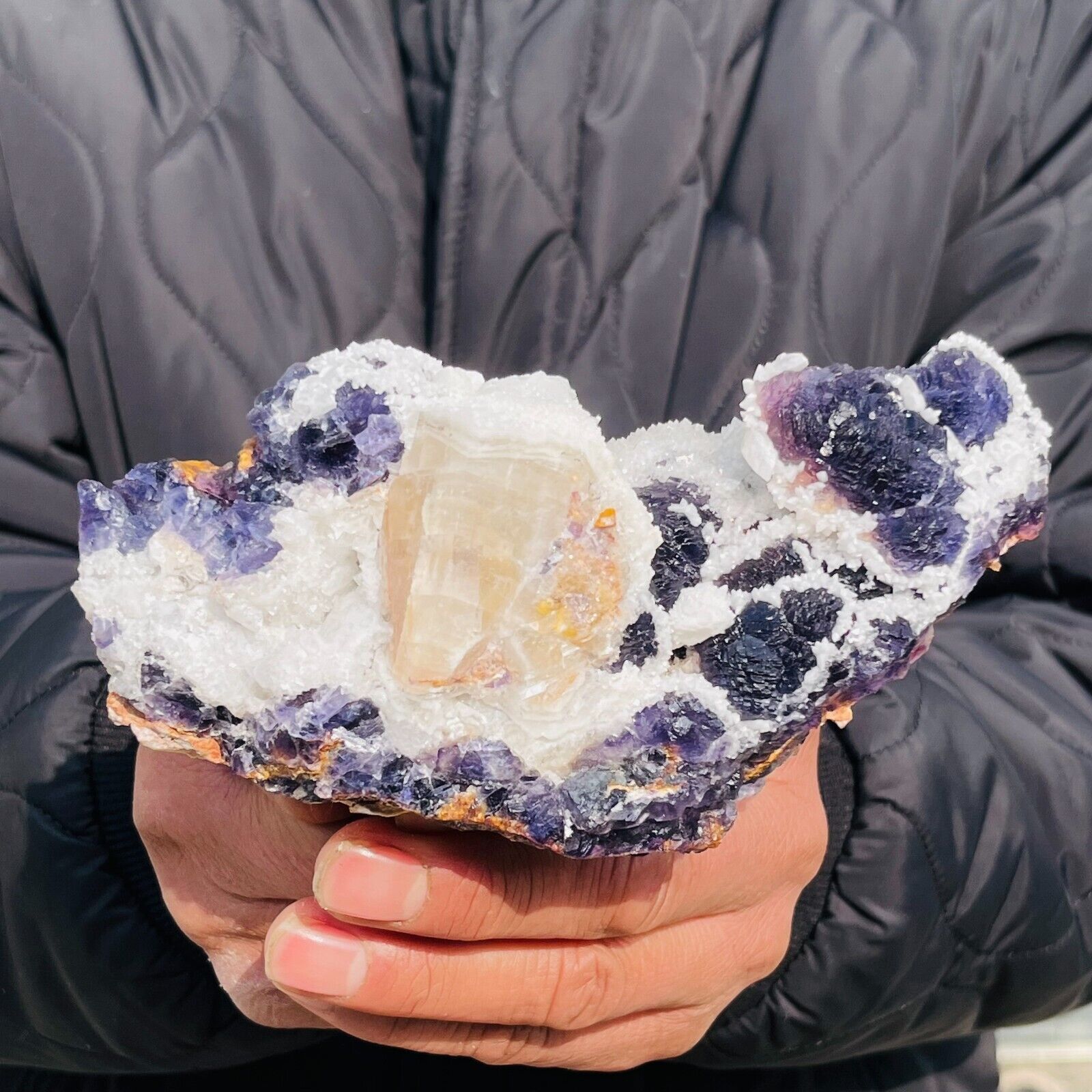 720g Natural Snowflake Purple Fluorite Quartz Crystal Mineral Specimen