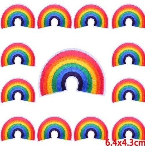 Multi Colour Rainbow (Iron On) Embroidery Applique Patch Sew Iron Badge