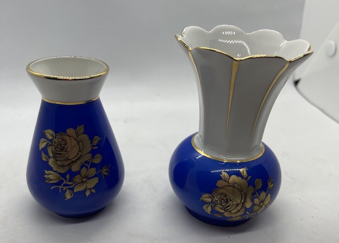 2 Cobalt Blue Western Germany Art Vases