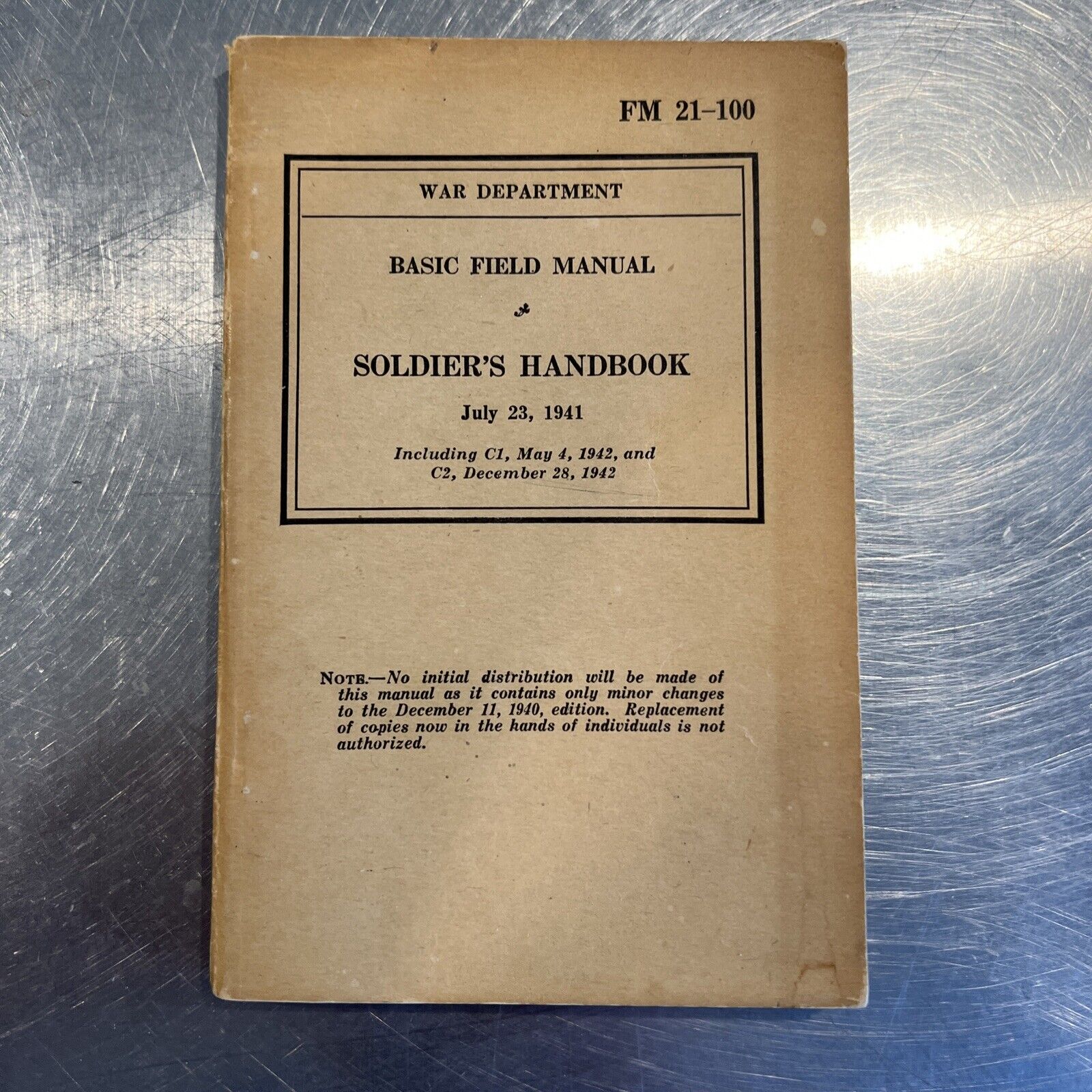 Vintage WWII SOLDIER'S HANDBOOK BASIC FIELD MANUAL July 23,1941 War Dept Pre-WW2