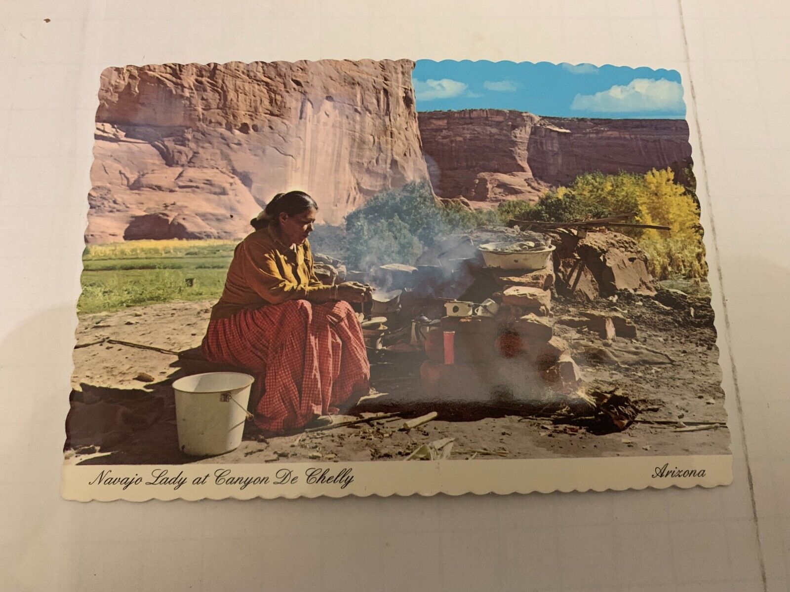 c.1970's Navajo Indian Lady Canyon De Chelly Arizona Postcard