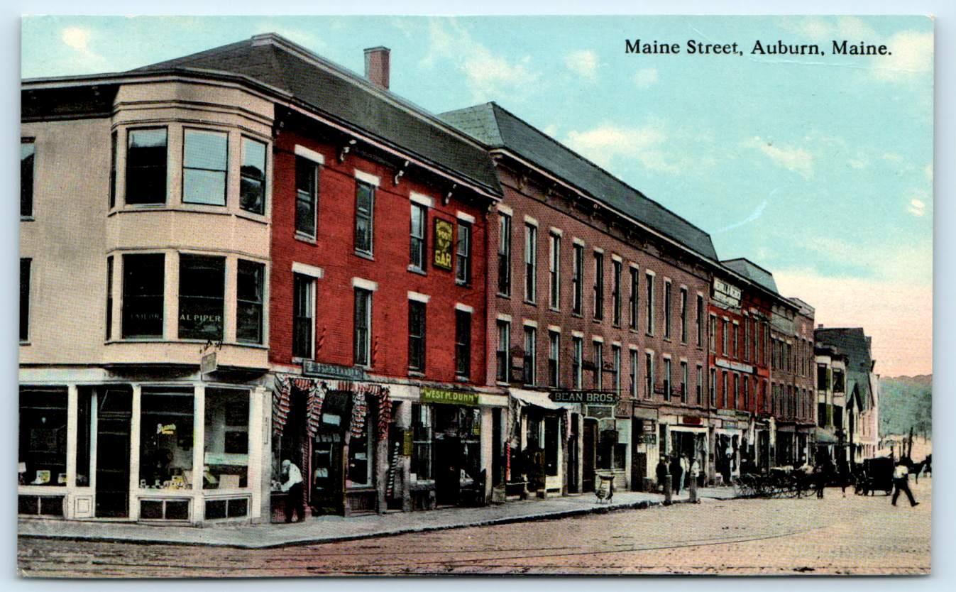 AUBURN, ME ~ MAINE STREET Scene Bean Bros.  c1910s Androscoggin County Postcard