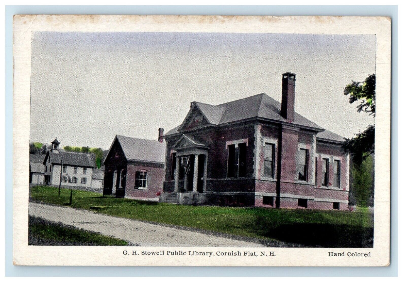 c1910\'s G. H. Stowell Public Library Cornish Flat NH Handcolored Postcard