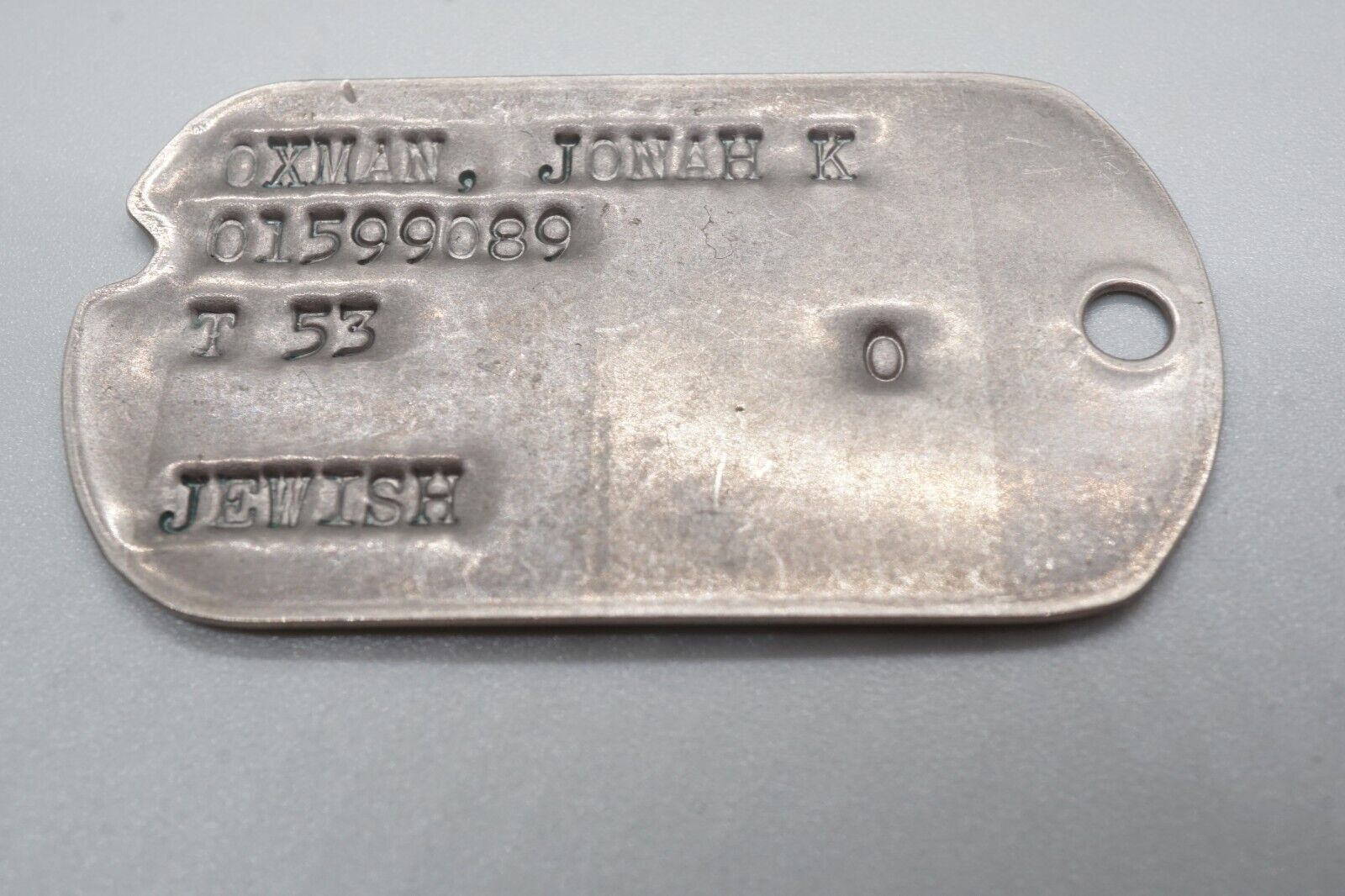 Korean War 1953 Army Officer Jewish Dog Tag T 53 - VERY RARE