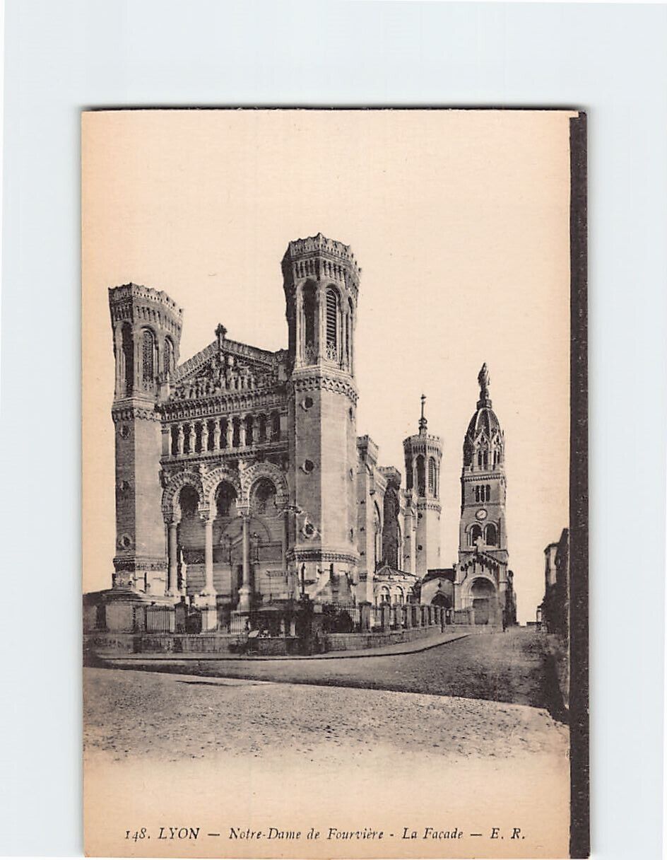 Postcard The Façade Notre Dame of Fourvière Lyon France