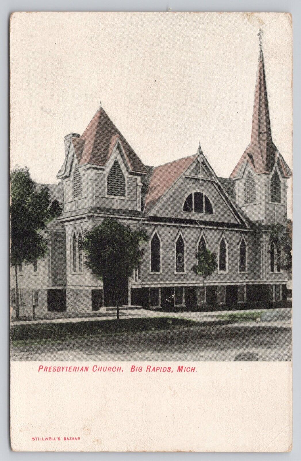 Big Rapids Michigan MI Presbyterian Church Antique Postcard