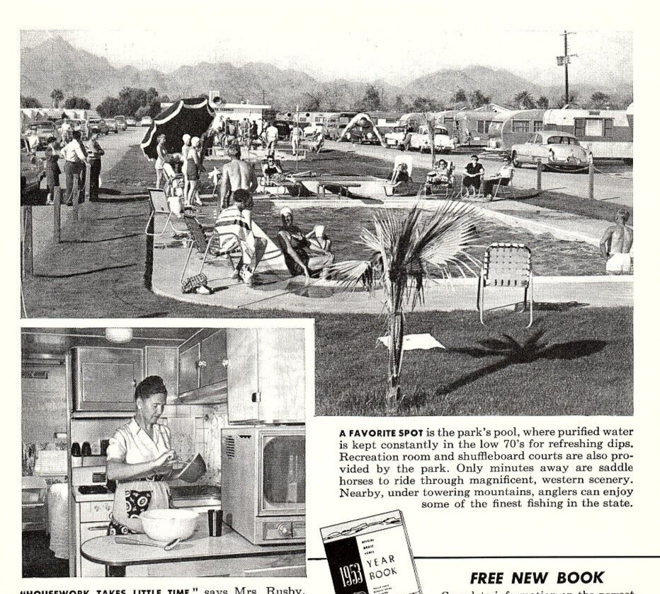 1940s MODERN TCMA MOBILE HOMES FOLLOW THE SUN FULL PAGE PRINT AD Z5276