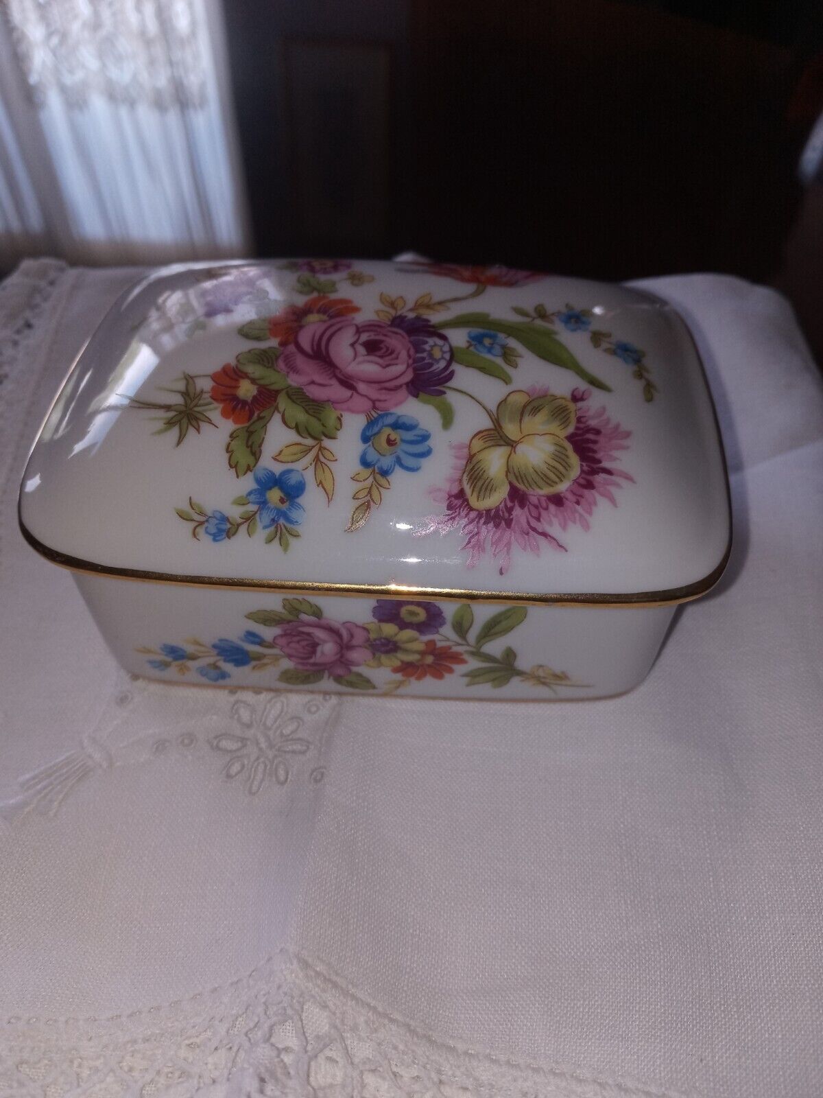 Vintage Porcelain Trinket Box Made In France