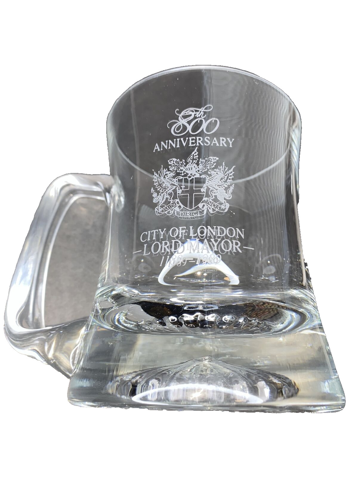 London England 800th Anniversary Lord Mayor Crystal Glass Stein Mug Cup Vintage